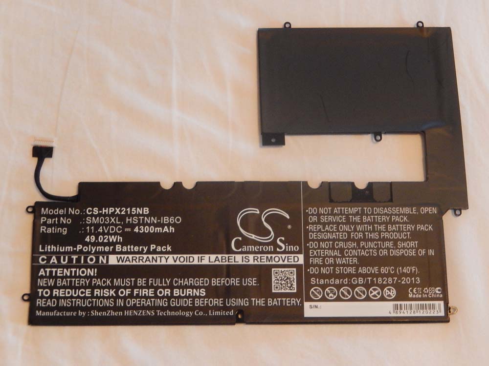 Batterie remplace HP 767069-005, 76802-1C1, HSTNN-IB6O pour ordinateur portable - 4300mAh 11,4V Li-polymère