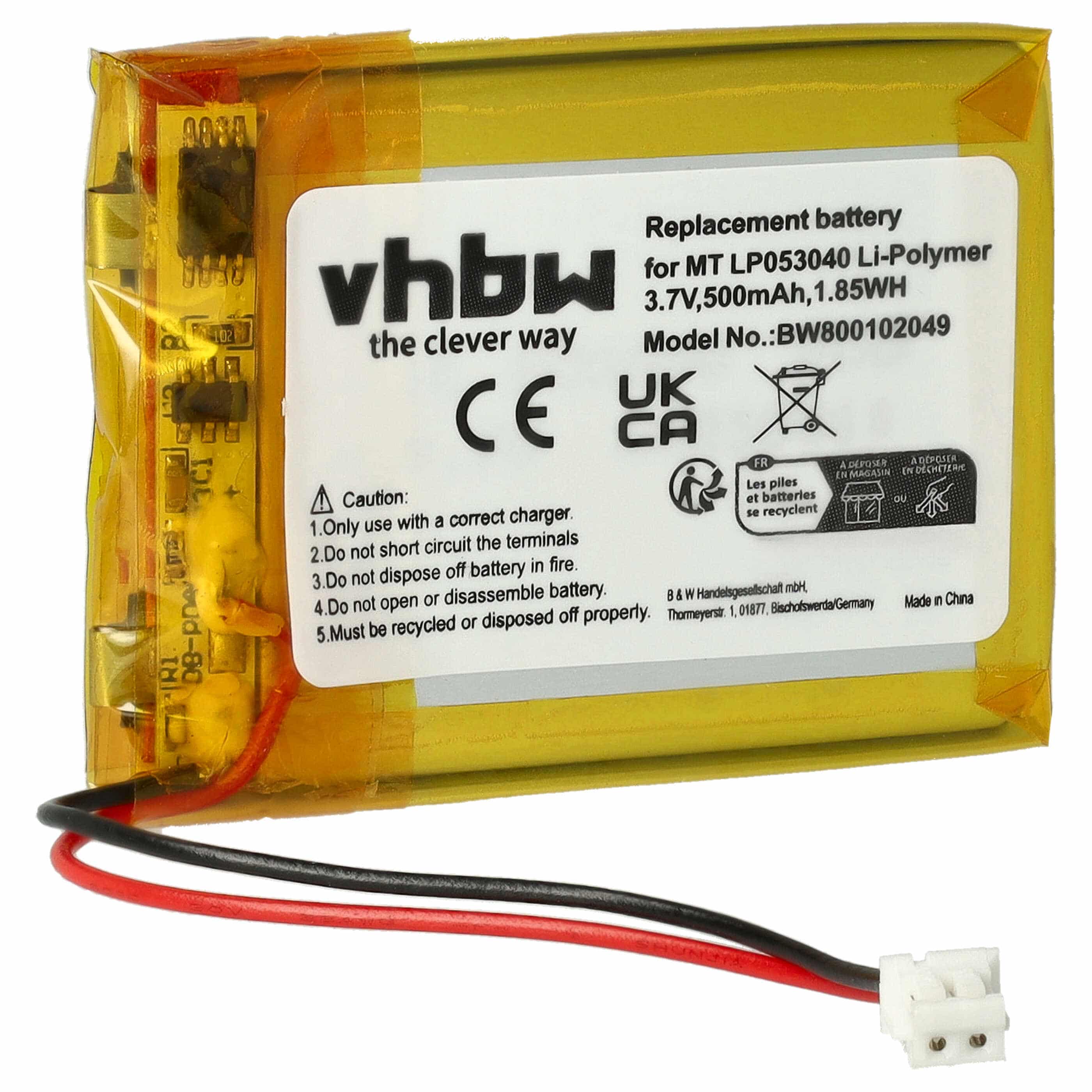 Batterie remplace MT LP053040 pour téléphone - 600mAh 3,7V Li-polymère