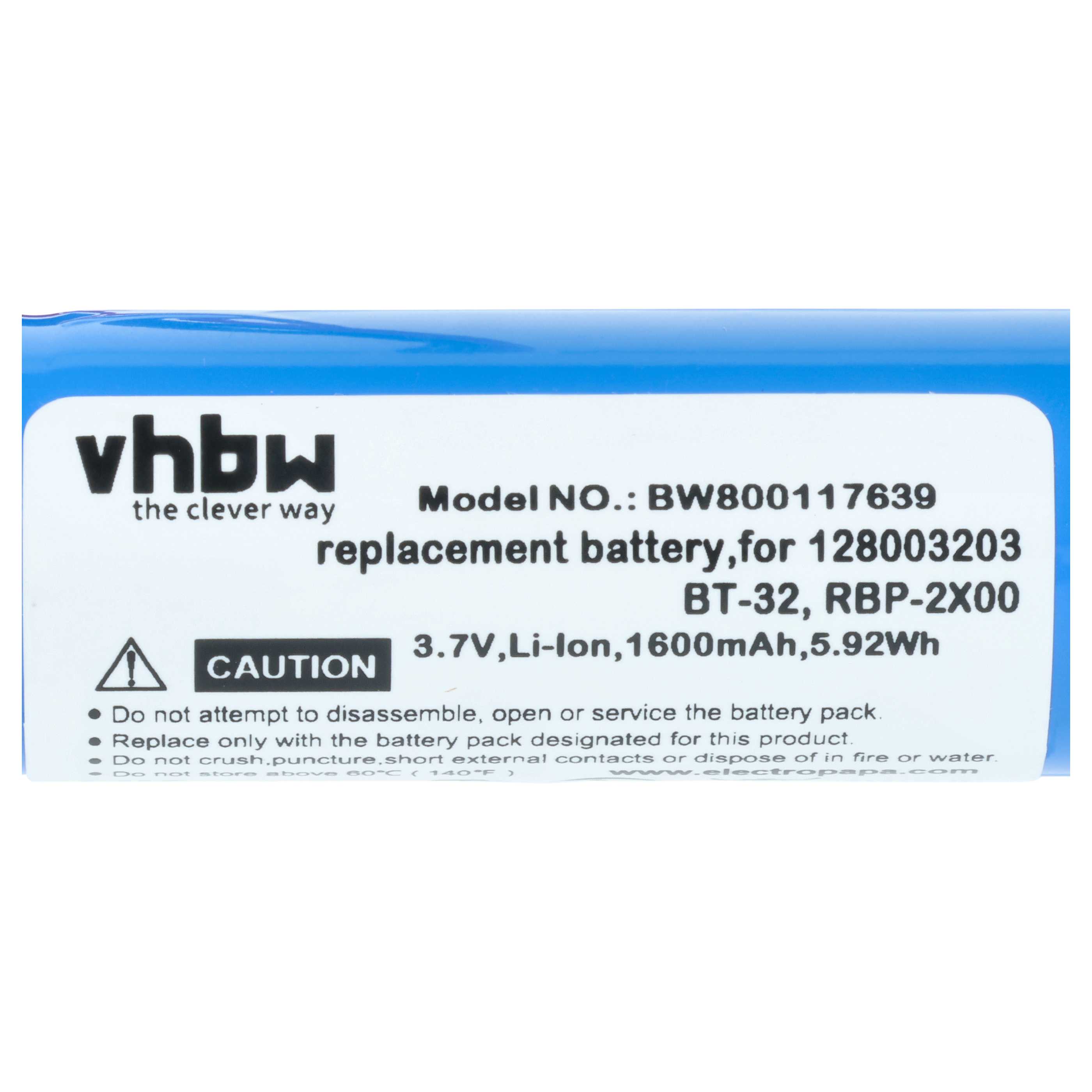 2x Battery replaces Datalogic BT-32, 128003203, RBP-2X00 for Datalogic Barcode Scanner POS - 1600 mAh 3.7 V