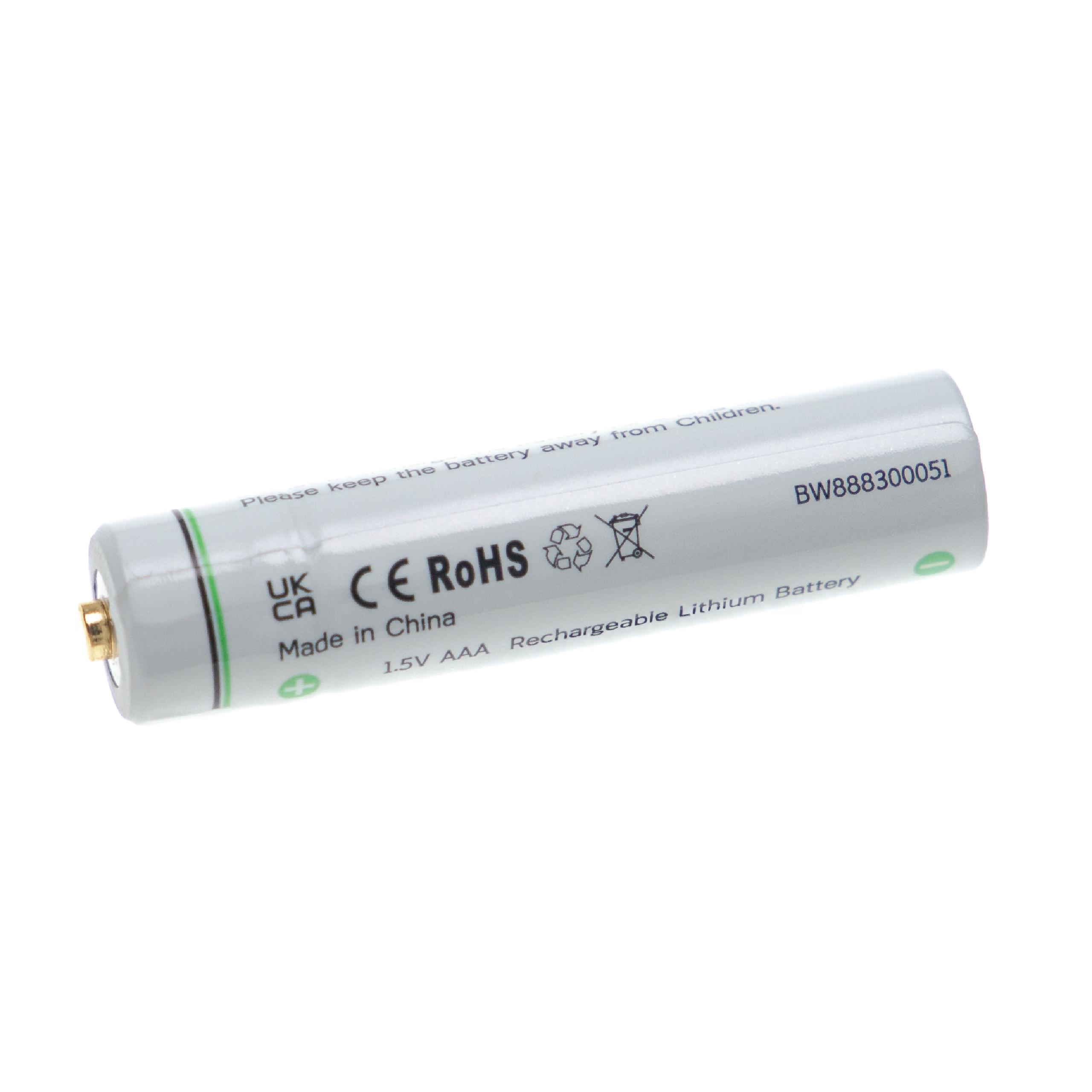 AAA Micro Replacement Battery - 280mAh 1.5V Li-Ion + Micro-USB Connection