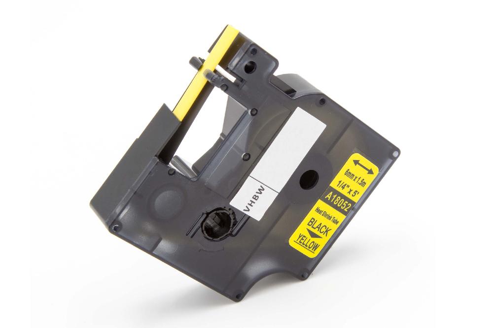 Label Tape as Replacement for Dymo 18052 - Black to Yellow, Heat Shrink Tape, 6 mm