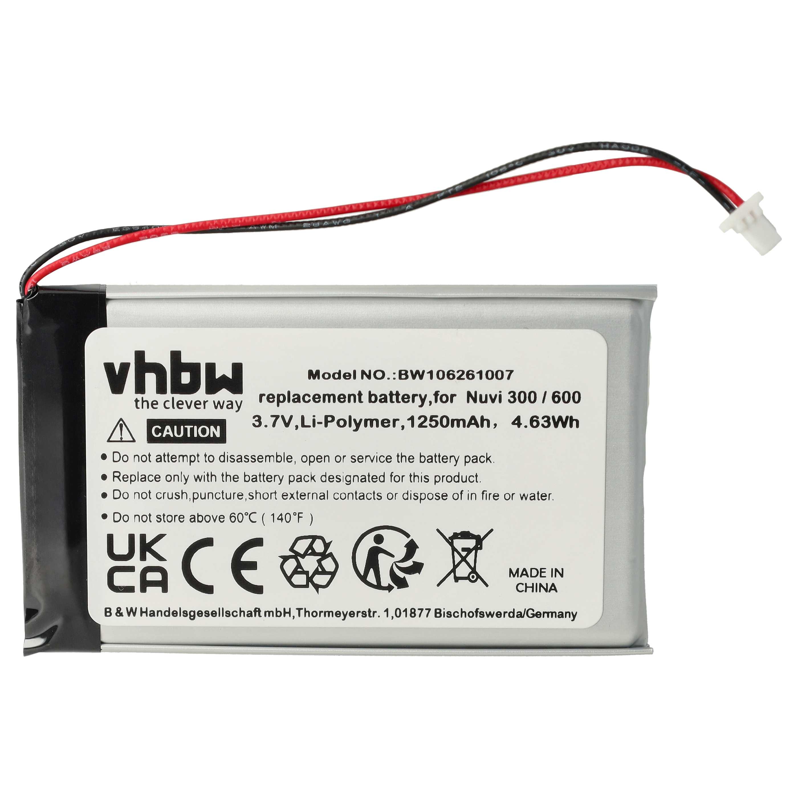 Akumulator do nawigacji GPS zamiennik Garmin 361-00019-02 - 1250 mAh 3,7 V LiPo
