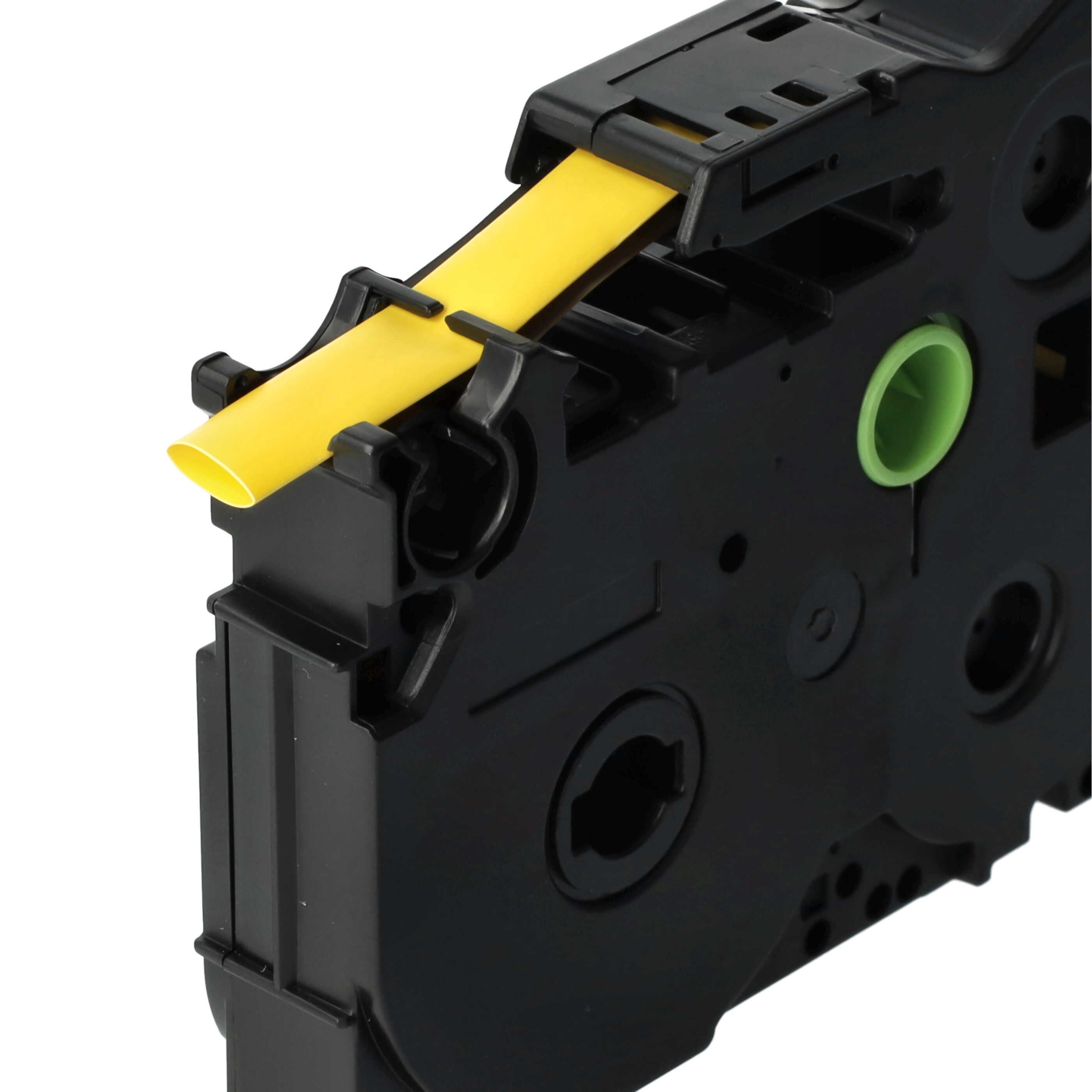 Label Tape as Replacement for Brother AHS-621, HS-621, HS621 - 8.8 mm Black to Yellow, Heat Shrink Tape