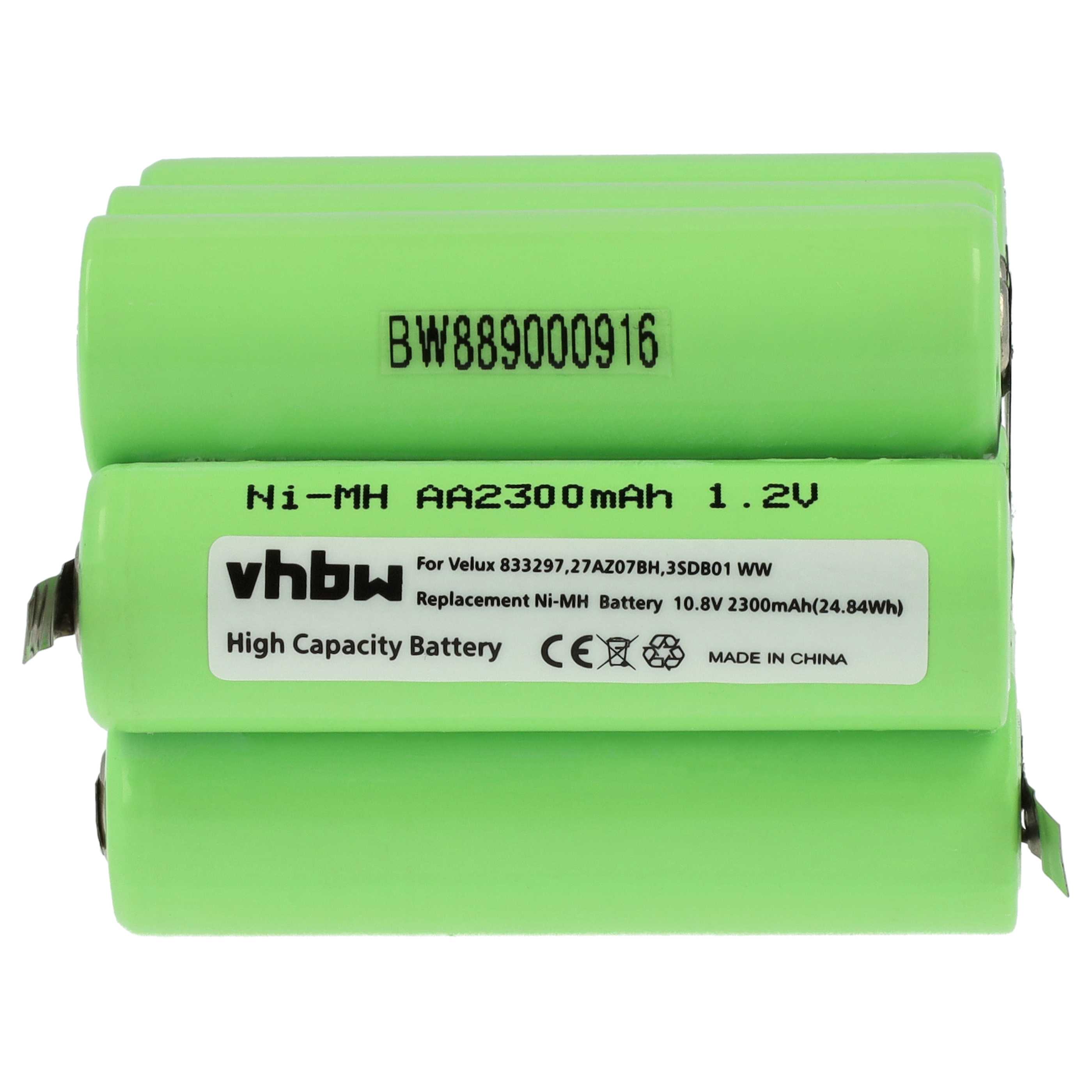 Batterie (2 pcs.) remplace 833297, 27AZ07BH, 3SD B01 WW store volet de fenêtre Velux - 2300mAh 10,8V NiMH