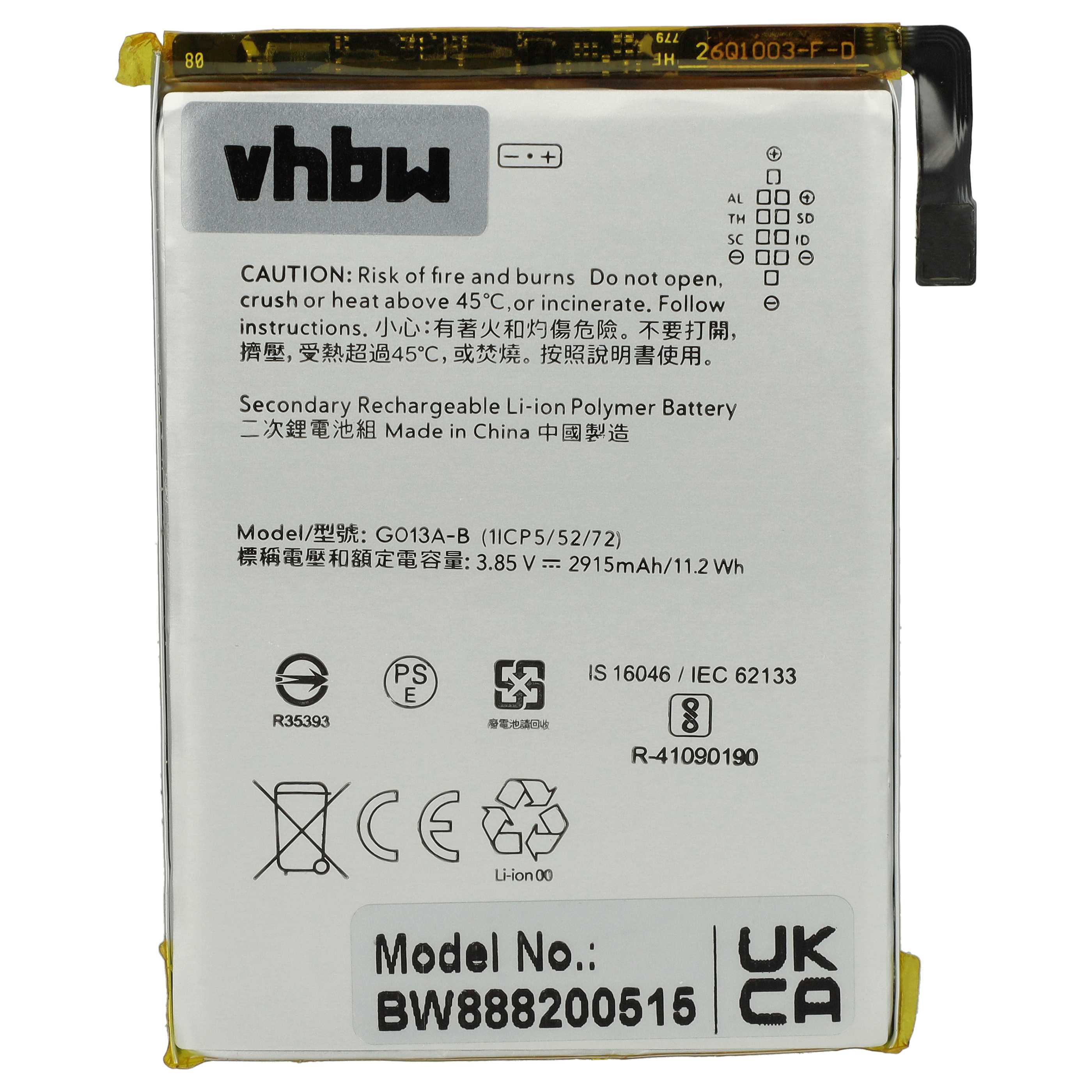 Akumulator do telefonu smartfona zamiennik Google 823-00073-01, G013A-B - 2900 mAh 3,85 V LiPo