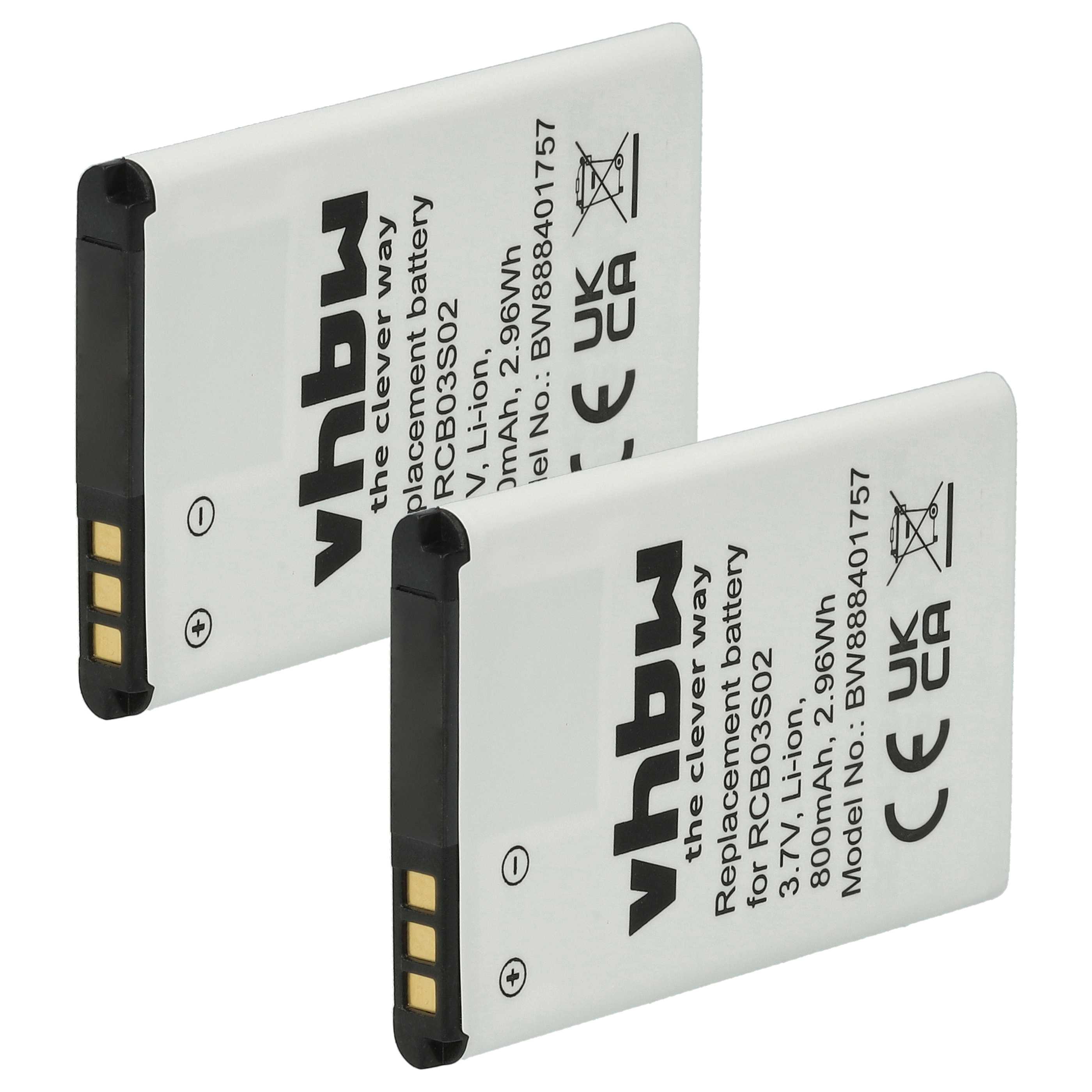 2x Akumulator do telefonu dla seniora zamiennik Swisstone RCB03S02 - 800 mAh 3,7 V Li-Ion