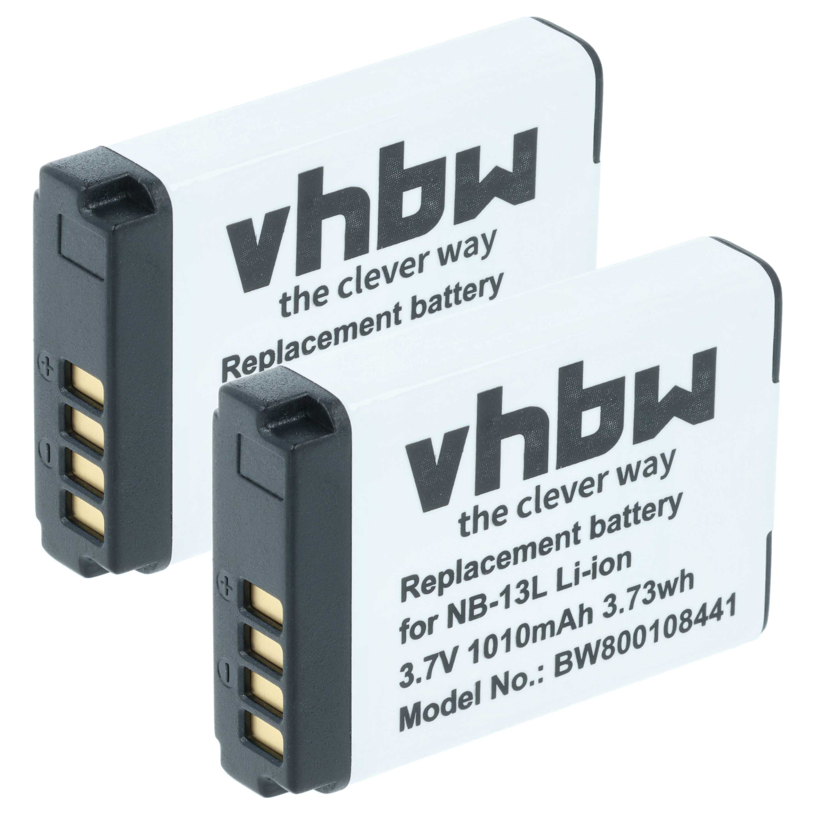 2x Battery replaces Canon NB-13L - 1010mAh, 3.7V, Li-Ion