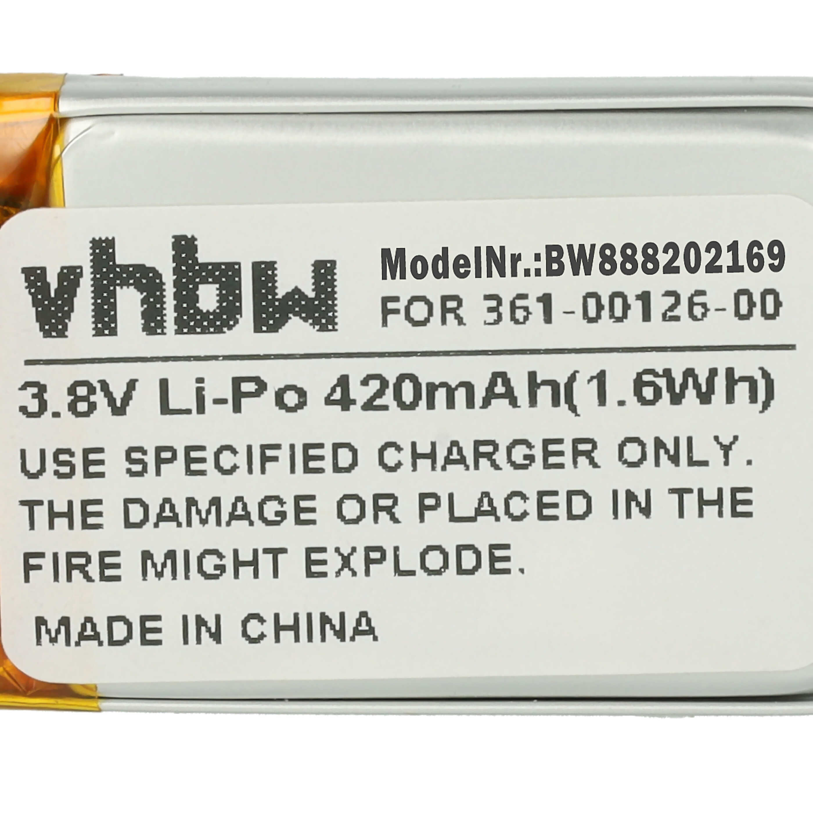 Smartwatch Battery replaces Garmin 361-00126-00 - 420 mAh 3.8 V Li-polymer + Tools