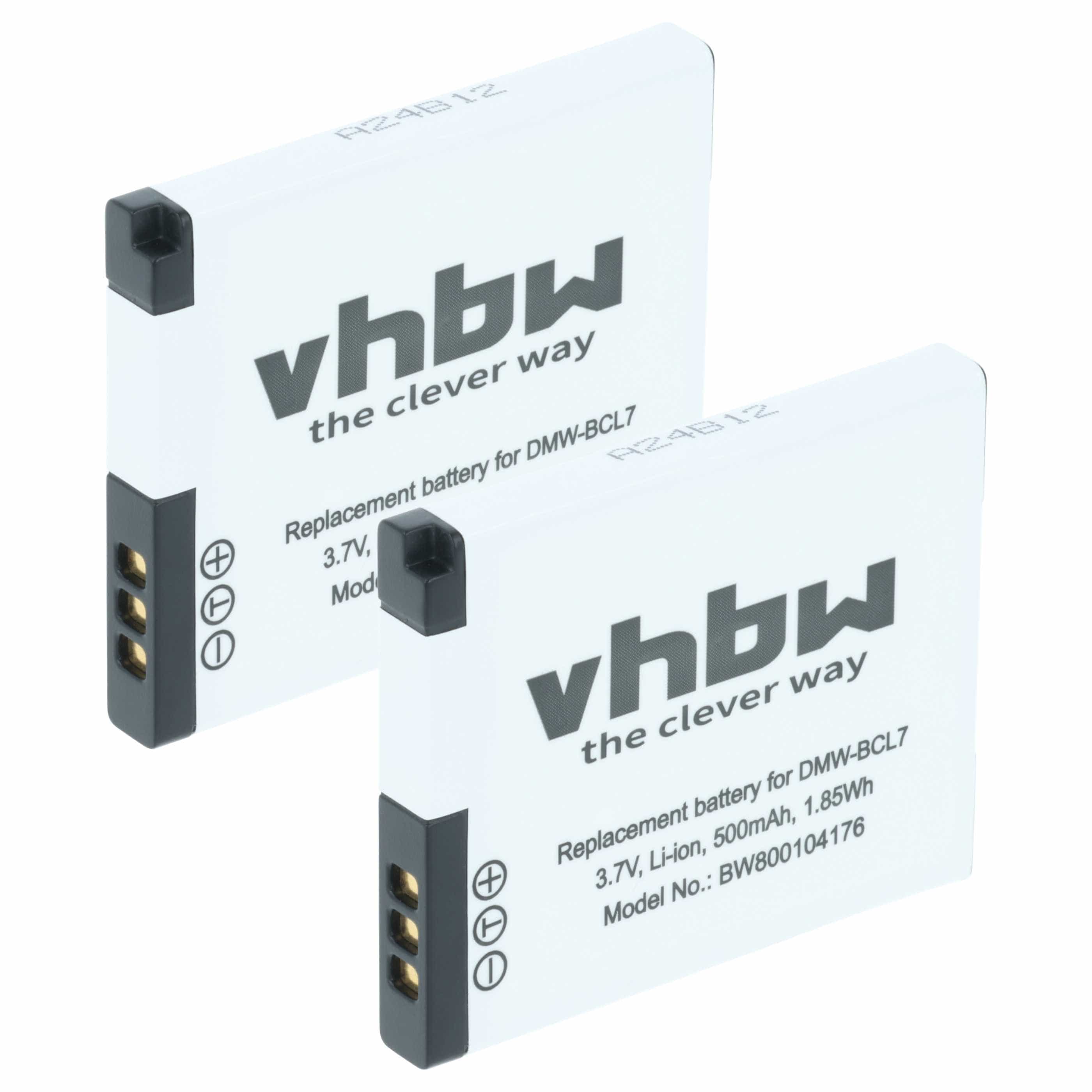 2x Battery replaces Panasonic DMW-BCL7, DMW-BCL7E - 500mAh, 3.6V, Li-Ion
