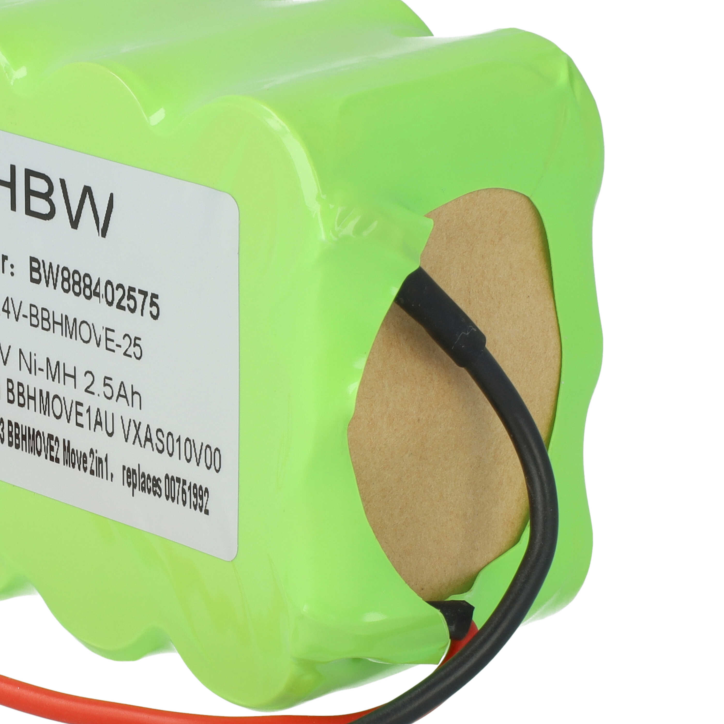 Batteria sostituisce Bosch FD8901, GP180SCHSV12Y2H, 00751992 per aspirapolvere Bosch - 2500mAh 14,4V NiMH