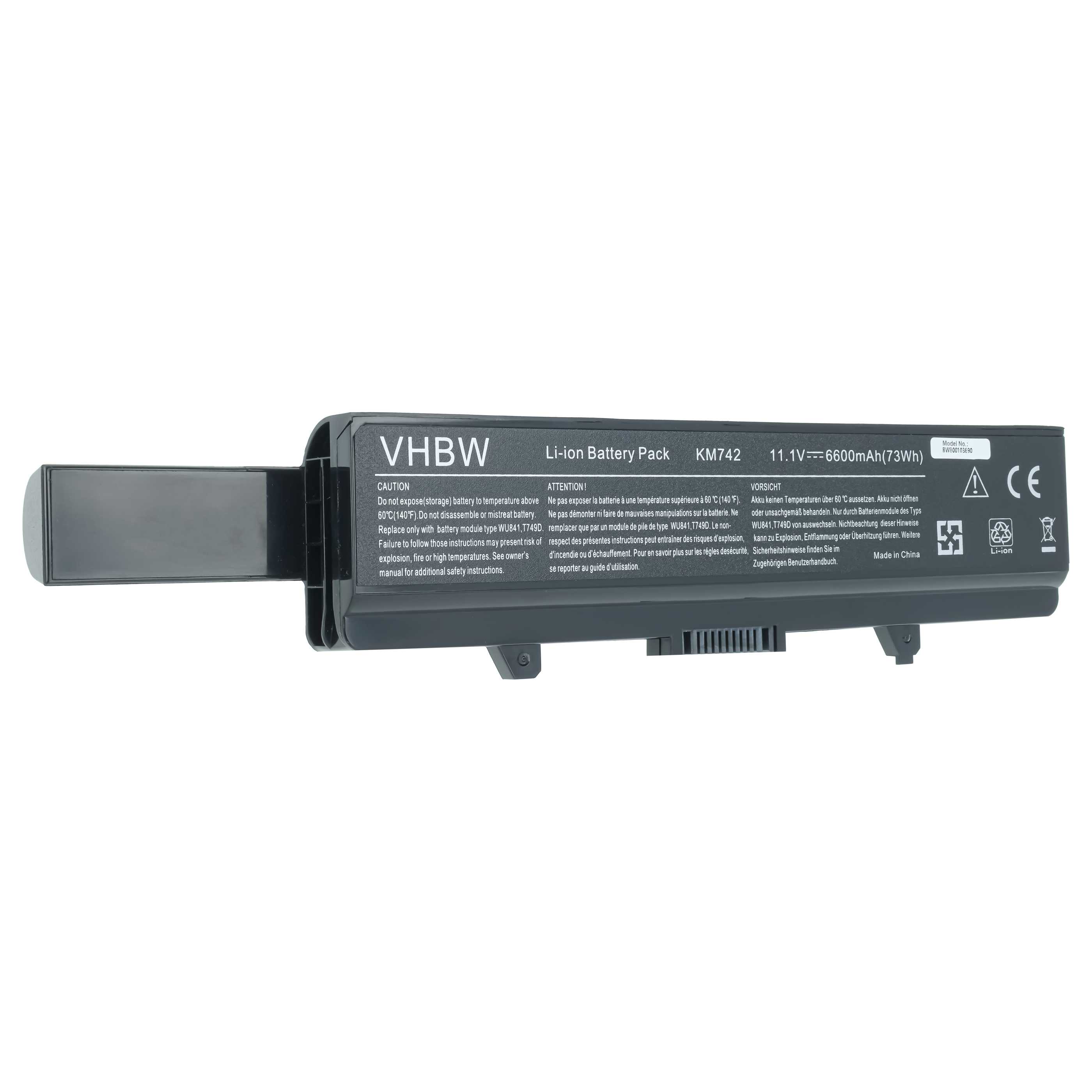 Akumulator do laptopa zamiennik Dell 0GW252, 0F965N, 0F972N, 312-0566 - 6600 mAh 11,1 V Li-Ion, czarny