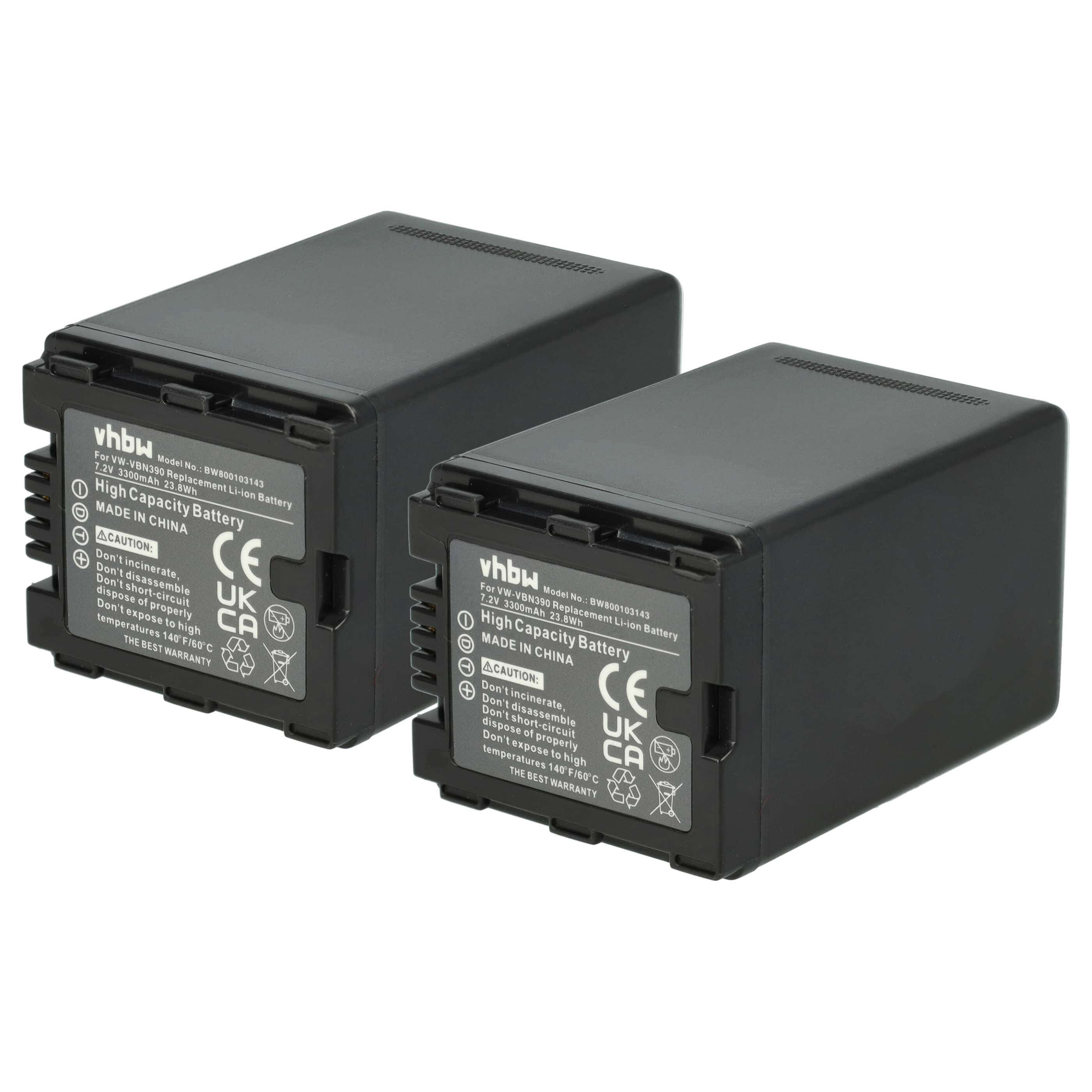 Videocamera 2x Battery replaces Panasonic VW-VBN260E-K, VW-VBN260E, VW-VBN260 - 3300 mAh 7.2 V Li-Ion