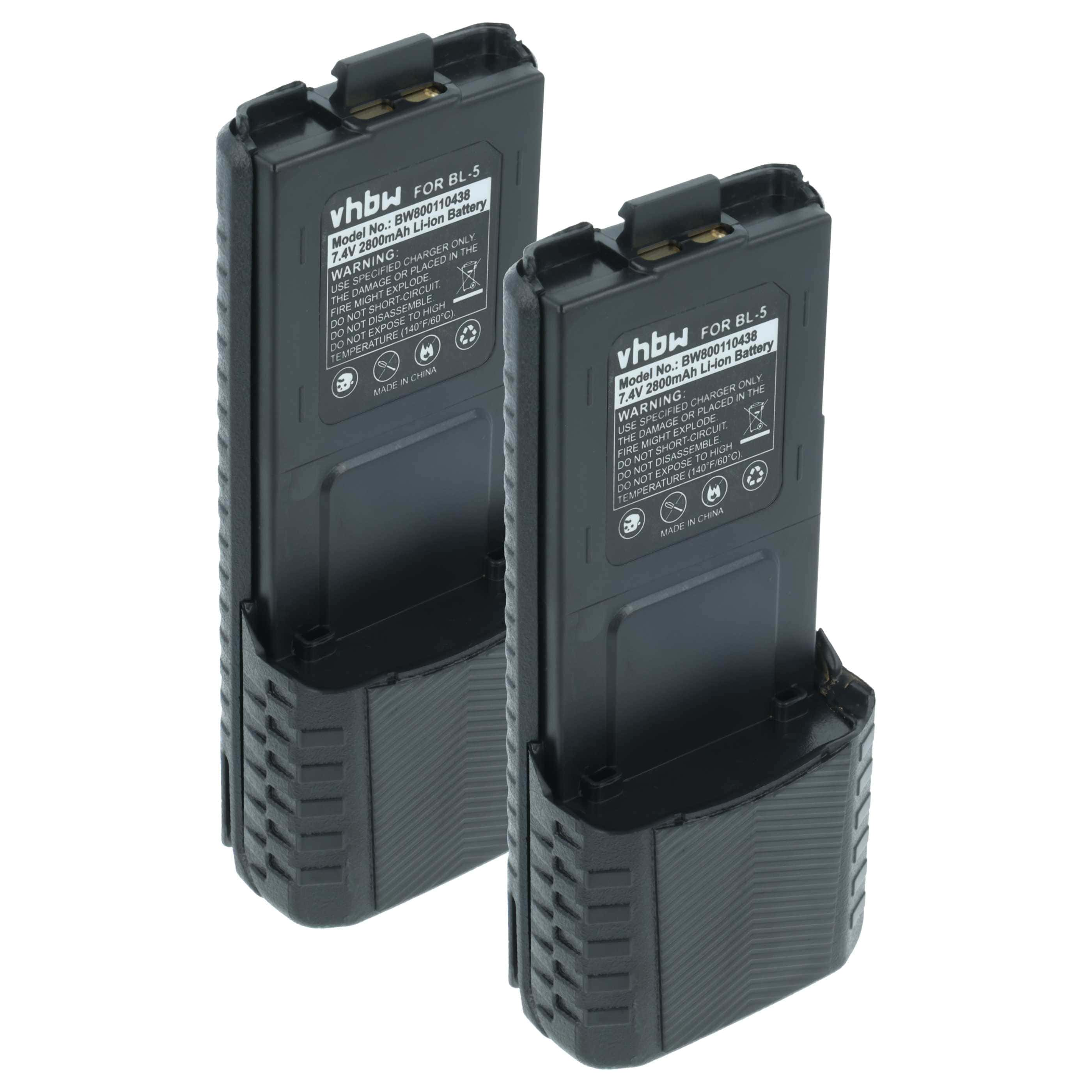 Radio 2x Battery replaces Baofeng BL-5 - 2800 mAh 7.4 V Li-Ion