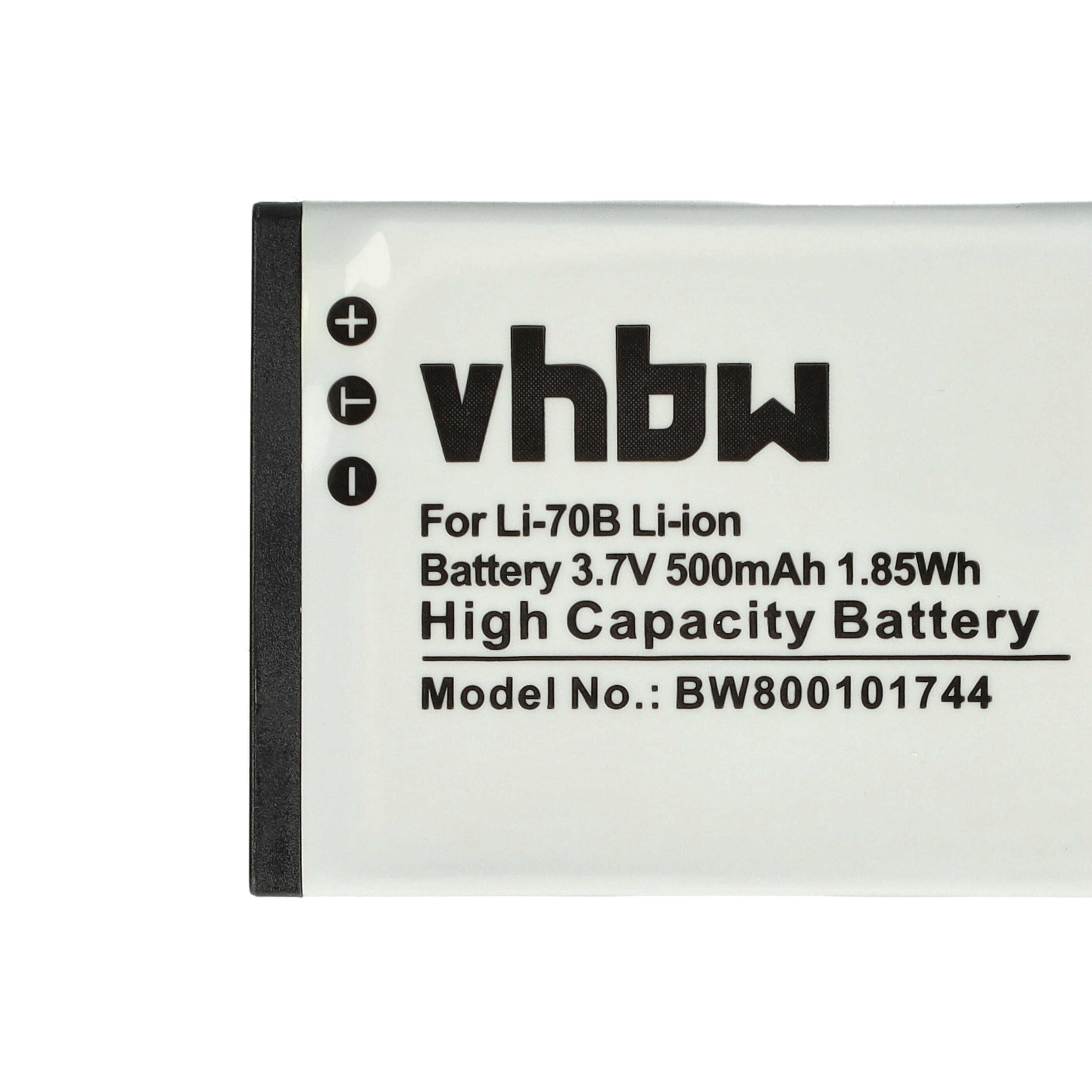 3x Battery replaces Olympus Li-70B - 500mAh, 3.7V, Li-Ion