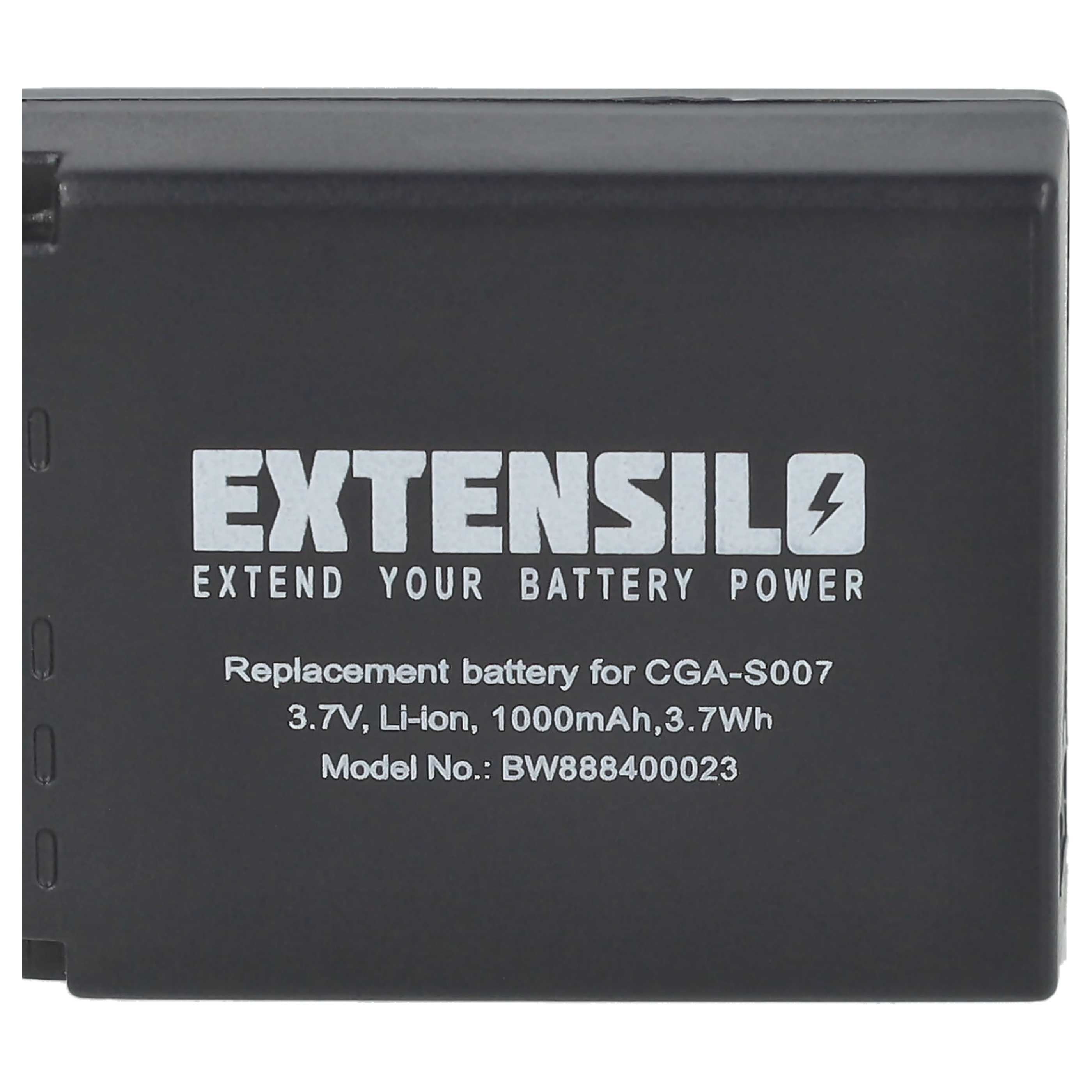 3x Batteria sostituisce Panasonic CGA-S007A/B, CGA-S007, CGA-S007A/1B per fotocamera - 1000mAh 3,7V Li-Ion