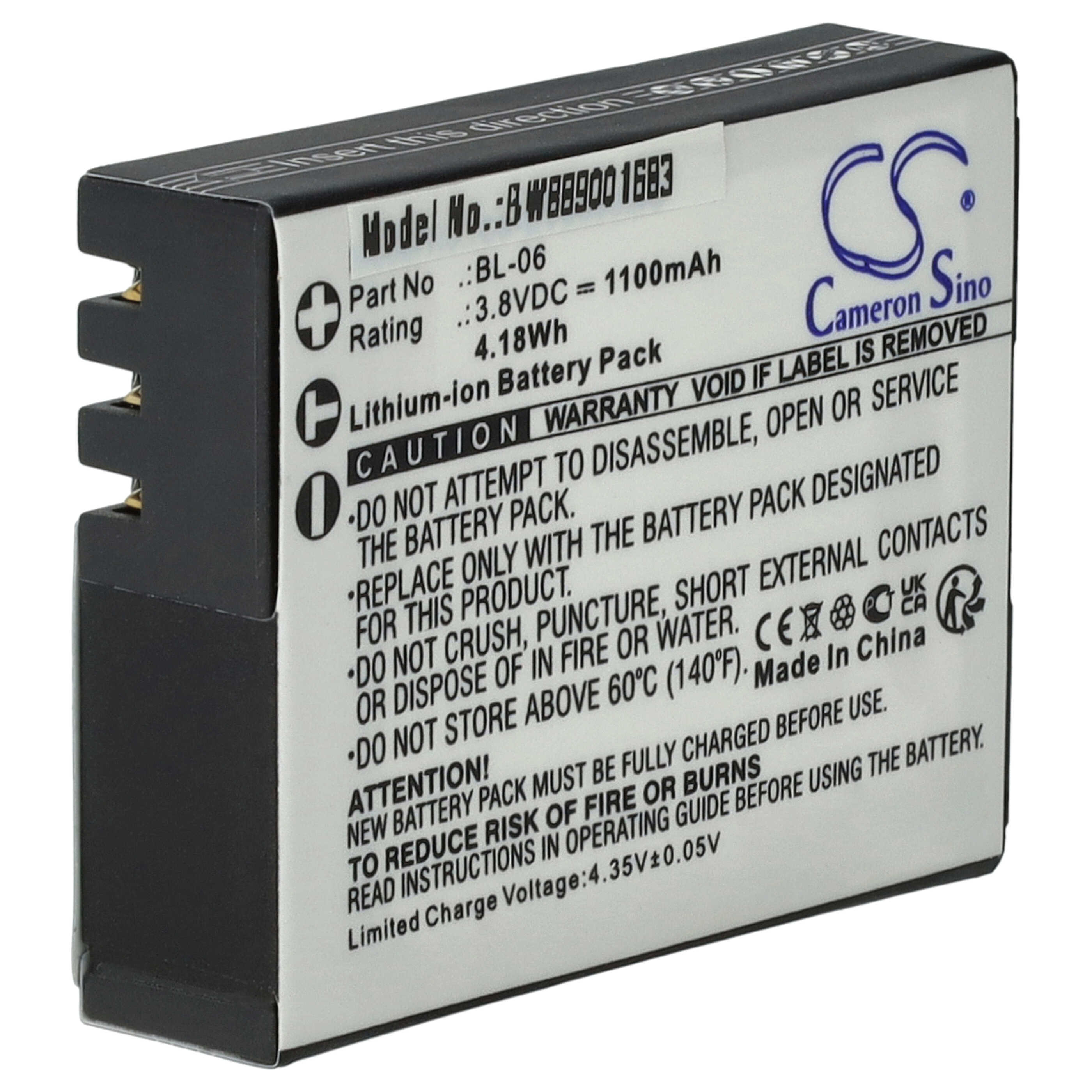 Kamera-Akku als Ersatz für BL-06 - 1100mAh 3,8V Li-Ion