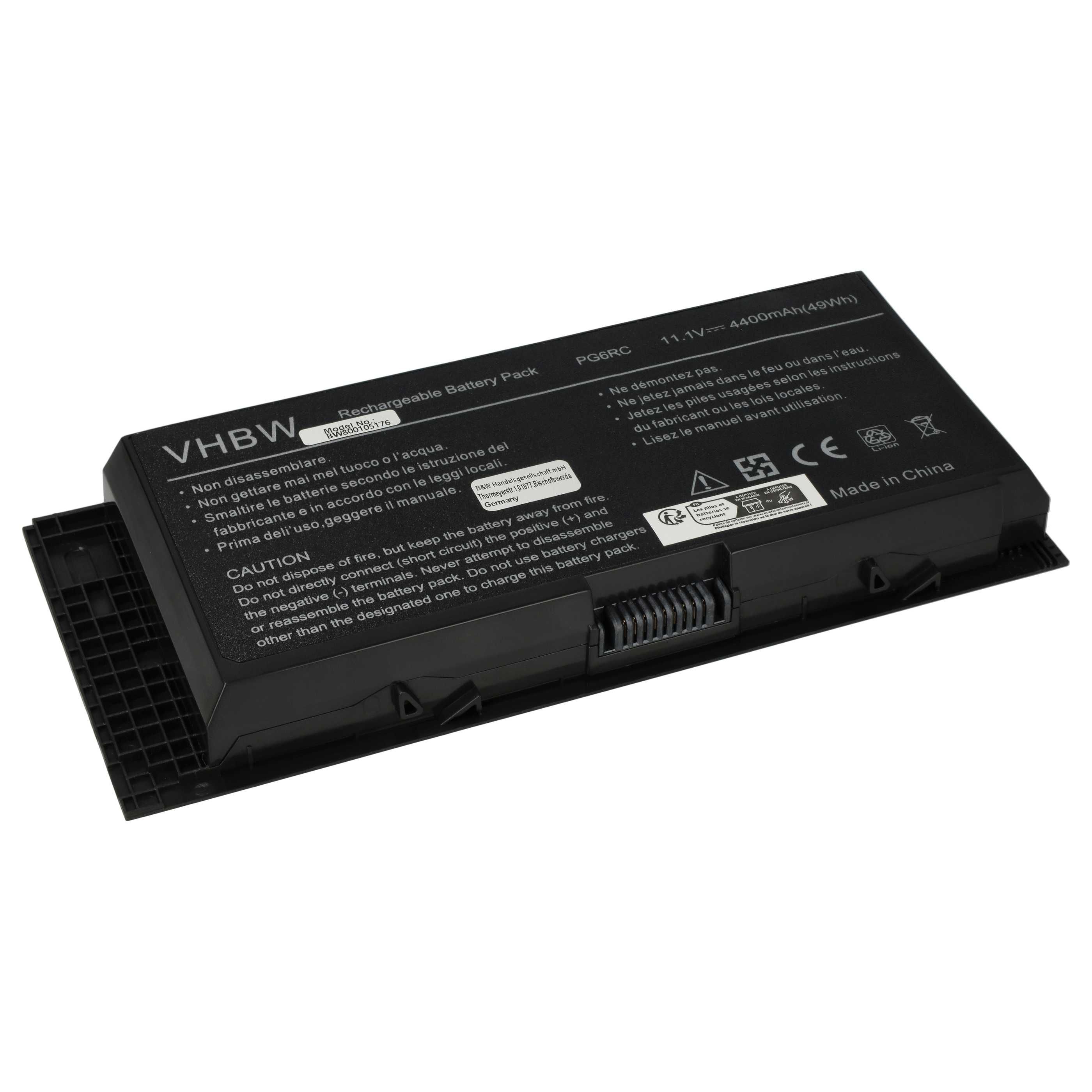Akumulator do laptopa zamiennik Dell 0JHYP2, 0FVWT4, 0R7PND, 0PG6RC, 0RY6WH - 4400 mAh 11,1 V Li-Ion, czarny