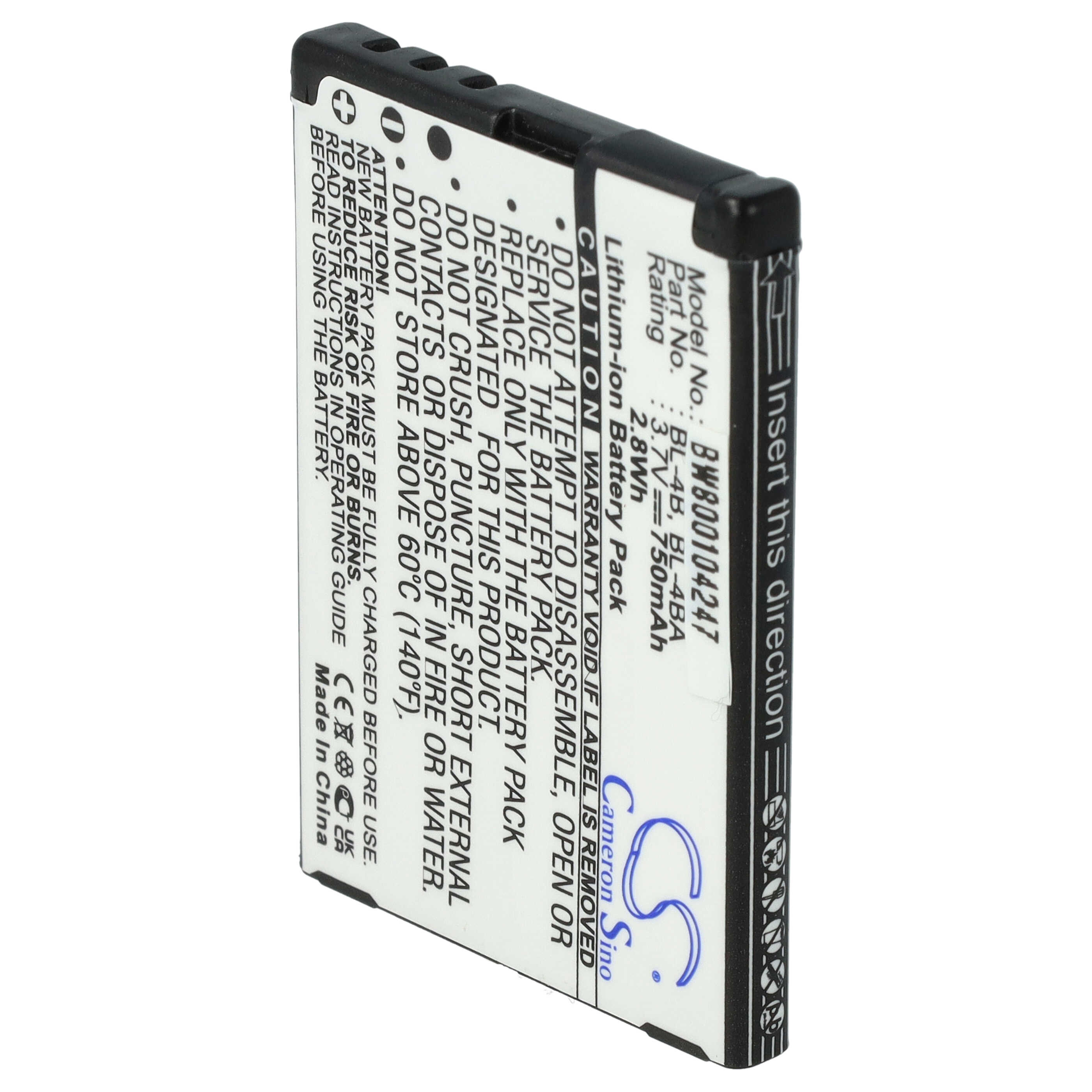 Batterie remplace Elson BTY26176MOBISTEL/STD, BTY26176 pour téléphone portable - 800mAh, 3,7V, Li-ion