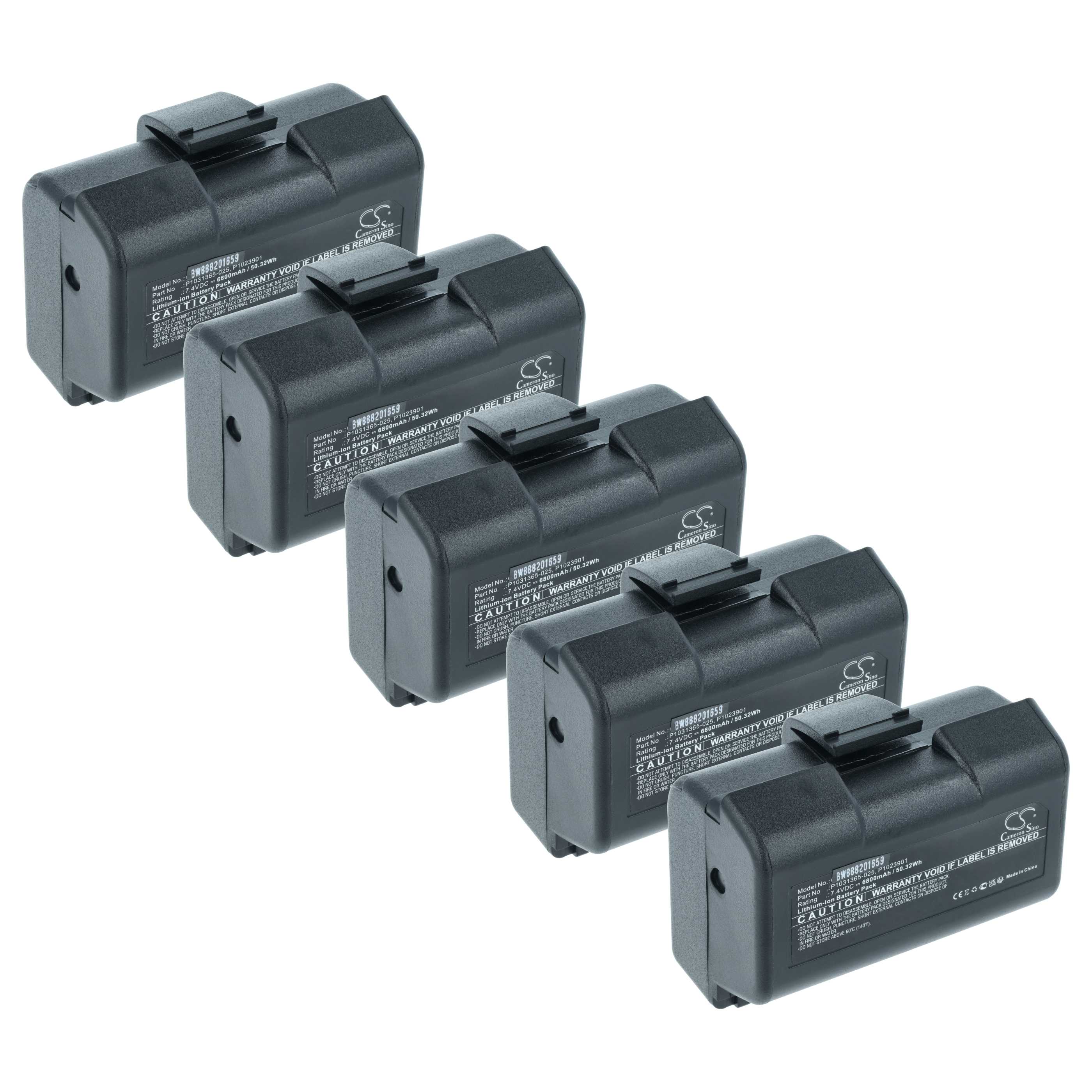 Printer 5x Battery replaces Zebra AT16004, BTRY-MPP-34MA1-01, BTRY-MPP-34MAHC1-01 - 6800 mAh 7.4 V Li-Ion