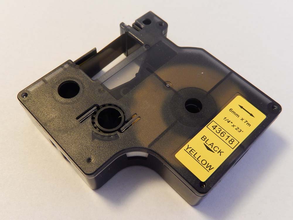 Cassetta nastro sostituisce Dymo 43618, D1 per etichettatrice Dymo 6mm nero su giallo