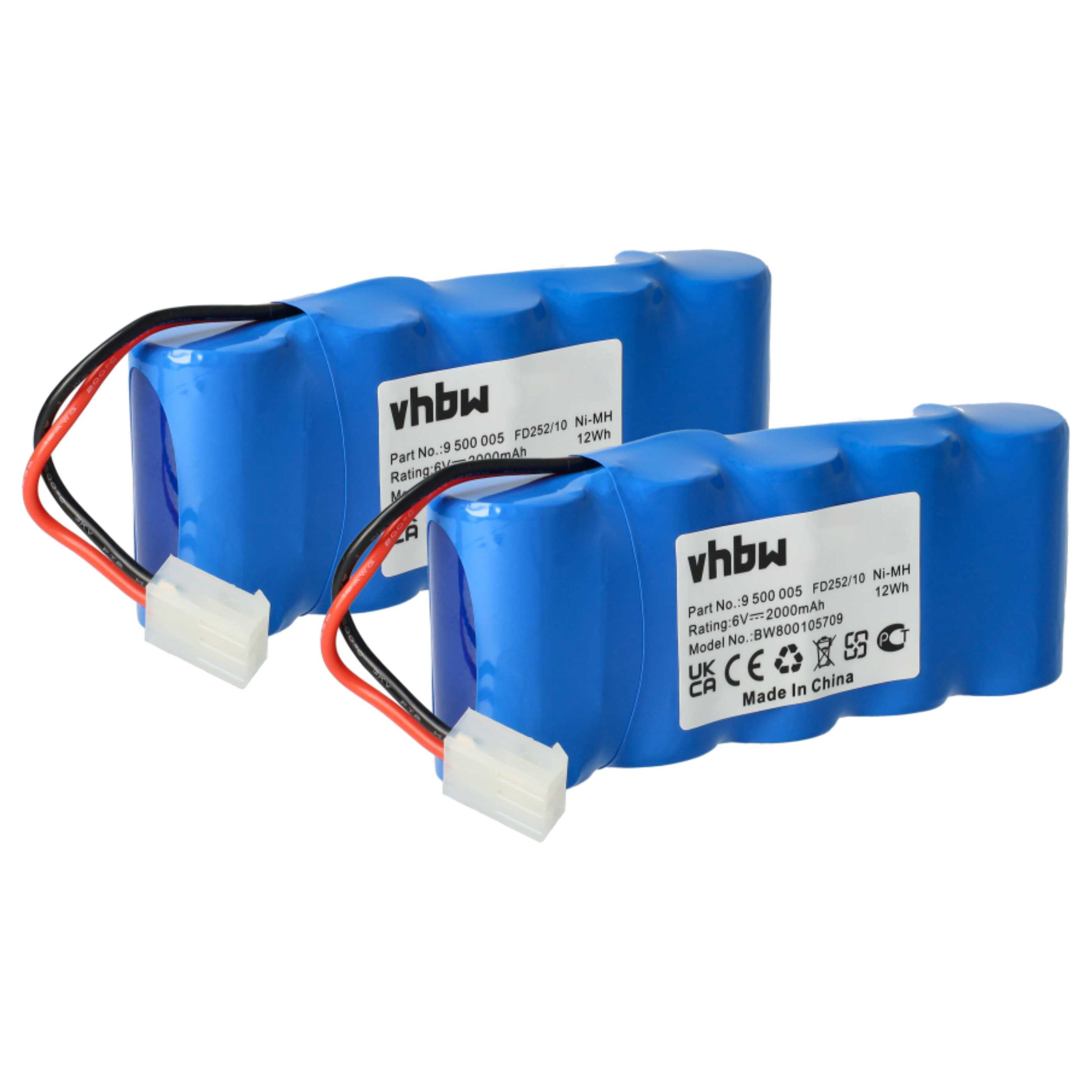 2x Batería reemplaza Bosch 8781105908, 710055, 8787335119 para diversos dispositivos (2000 mAh, 6 V, NiMH)