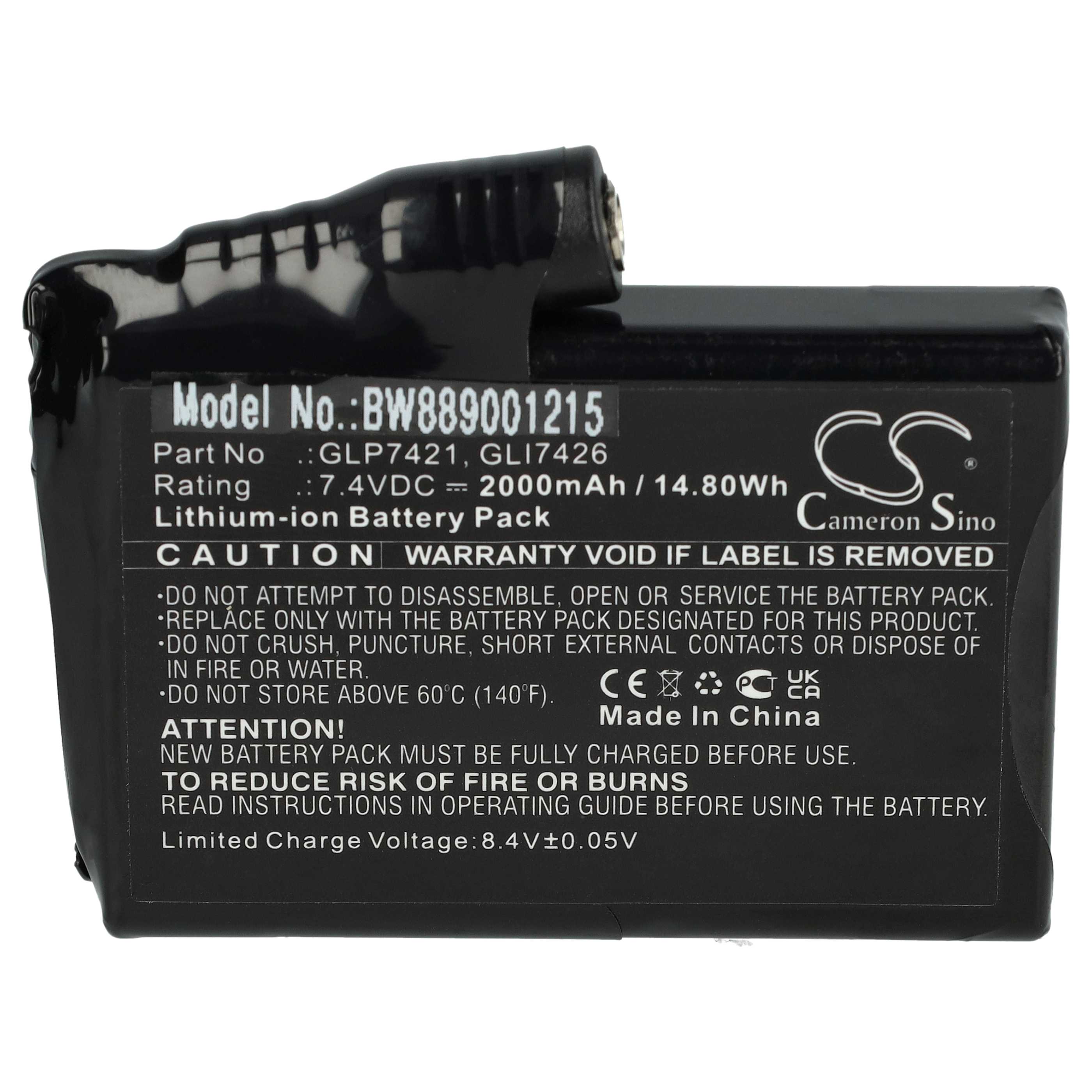 Heated Motor Bike Gloves 4x Battery replaces Glovii GLP7421, GLI7426 - 2000 mAh 7.4 V Li-Ion