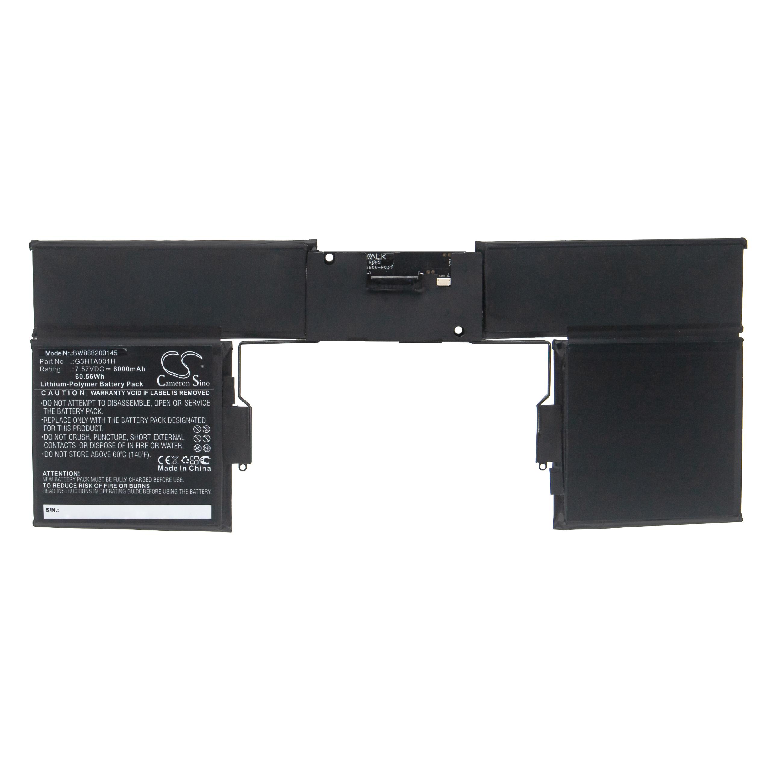 Batterie remplace Microsoft G3HTA001H pour ordinateur portable Microsoft- 8000mAh 7,57V Li-polymère