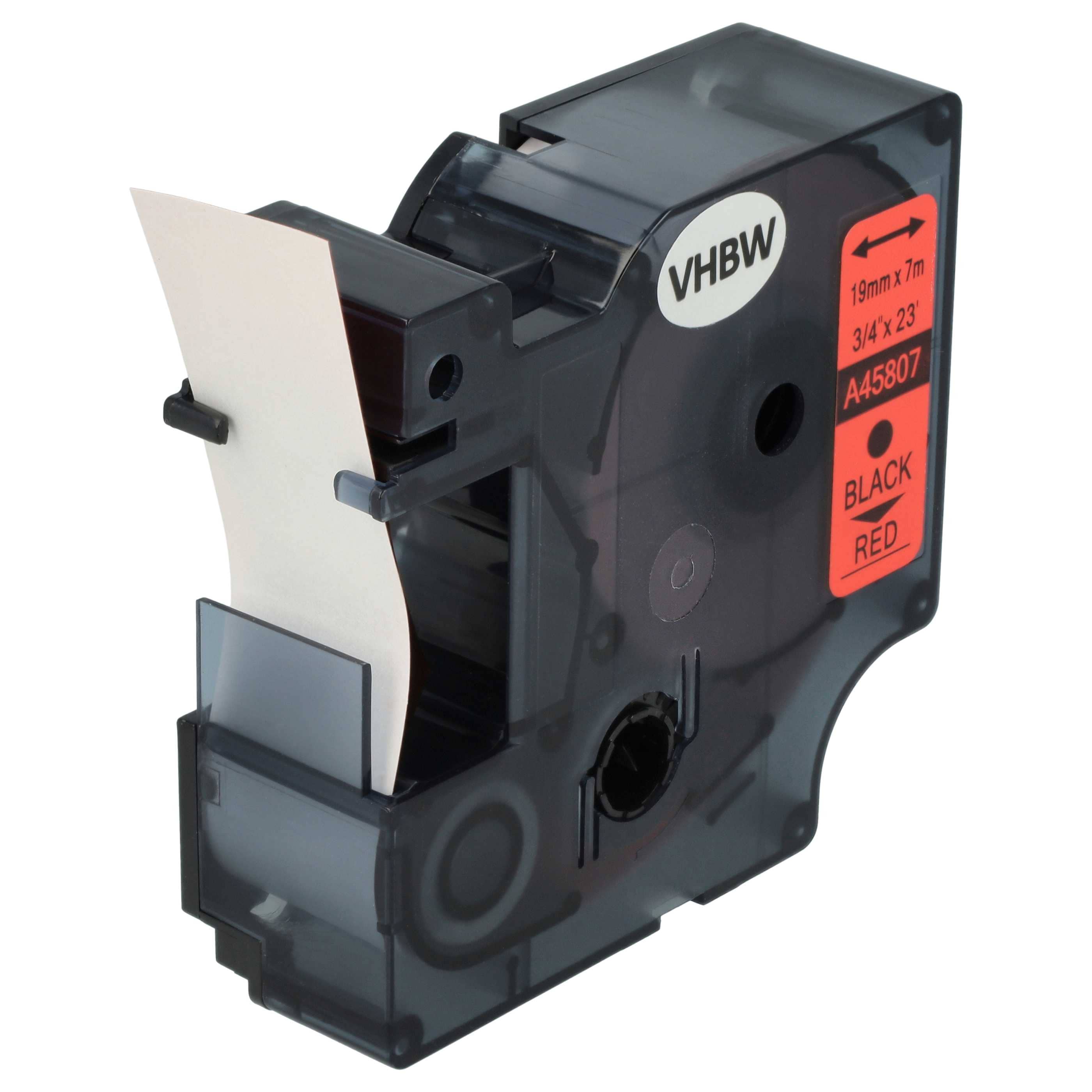 Label Tape replaces Dymo 45807, D1 - 19 mm Black to Red