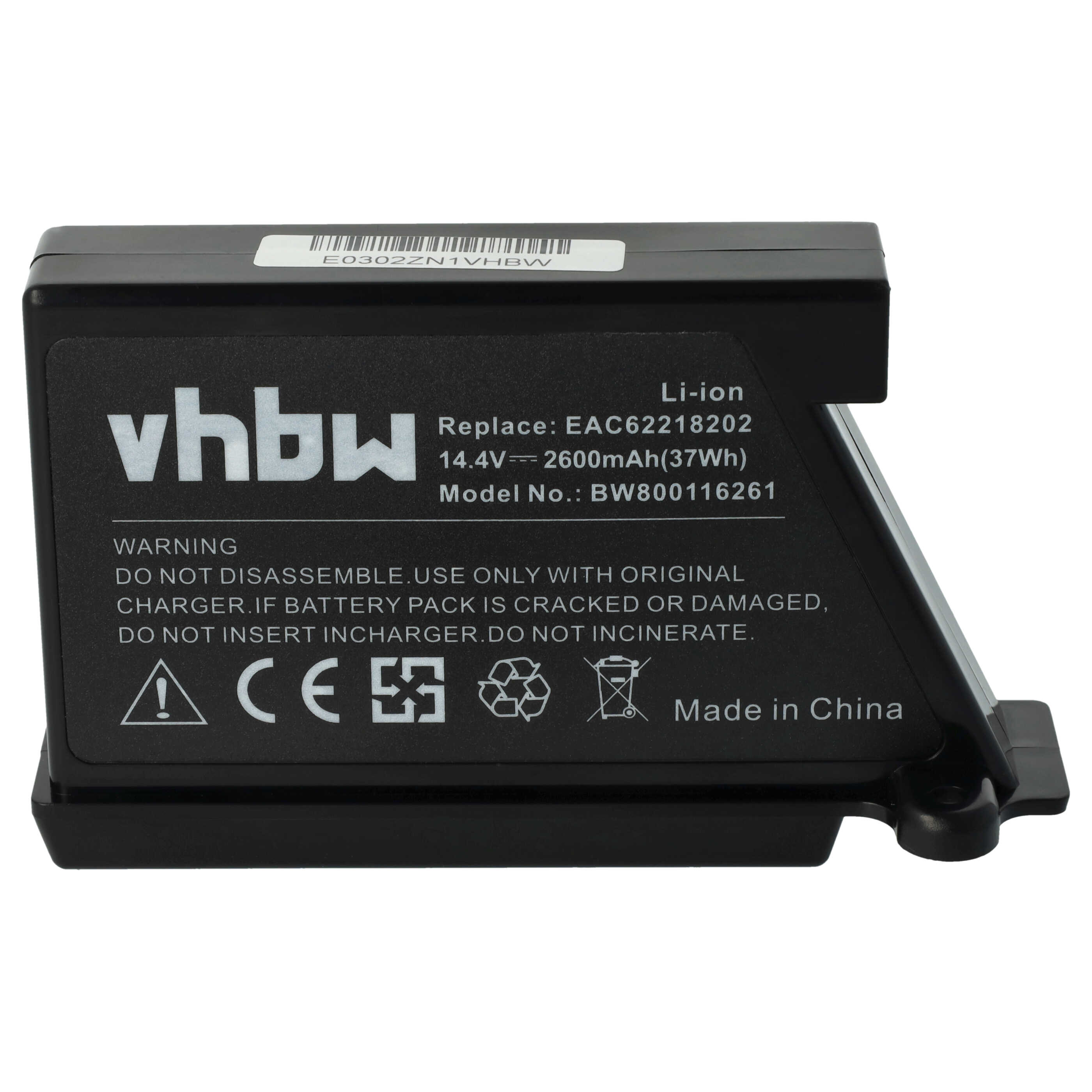 Batería reemplaza LG BRL1, EAC60766102, EAC60766101 para robot doméstico LG - 2600 mAh 14,4 V Li-Ion negro