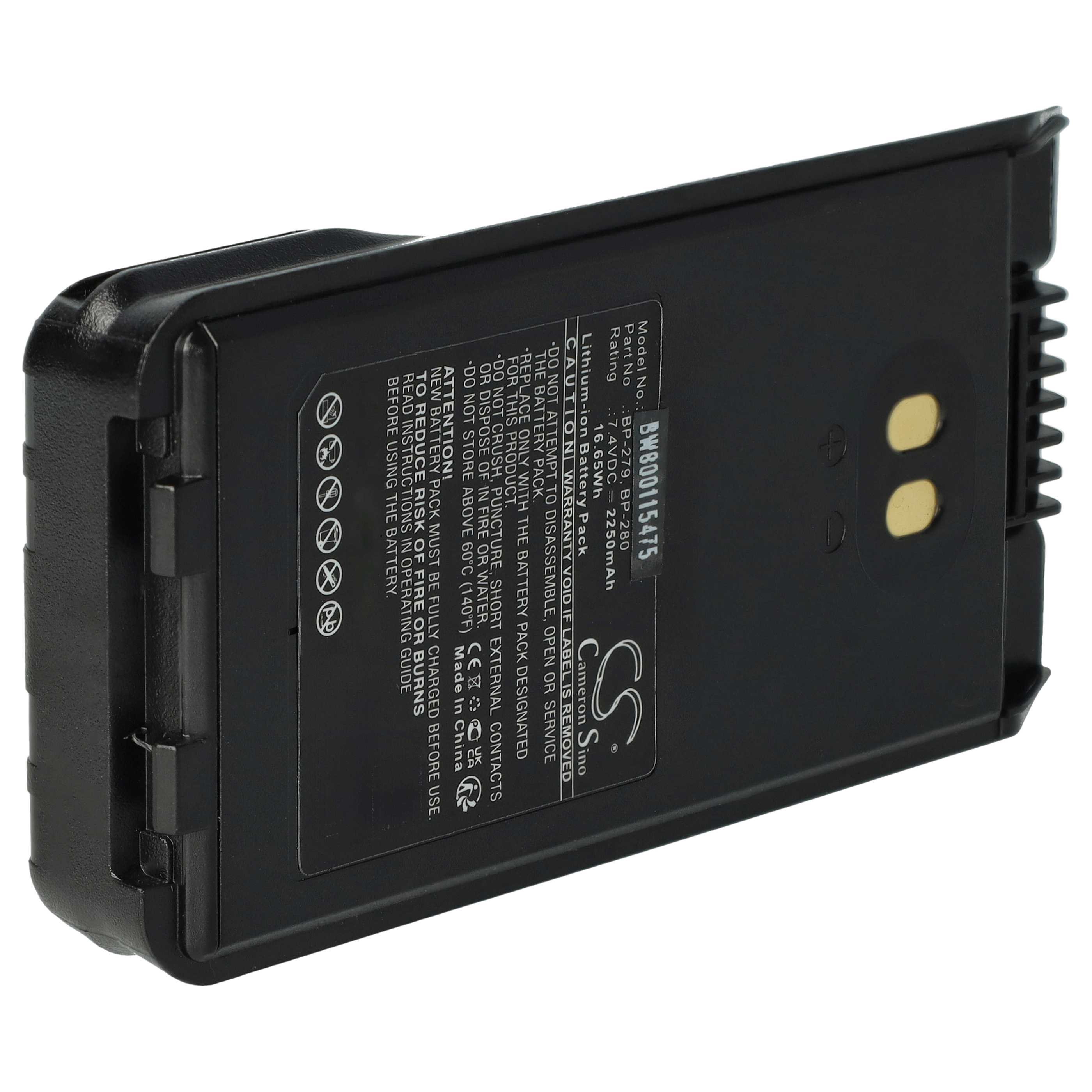 Radio 5x Battery replaces Icom BP-279, BP-280, BP-280LI - 2250 mAh 7.4 V Li-Ion + Belt Clip
