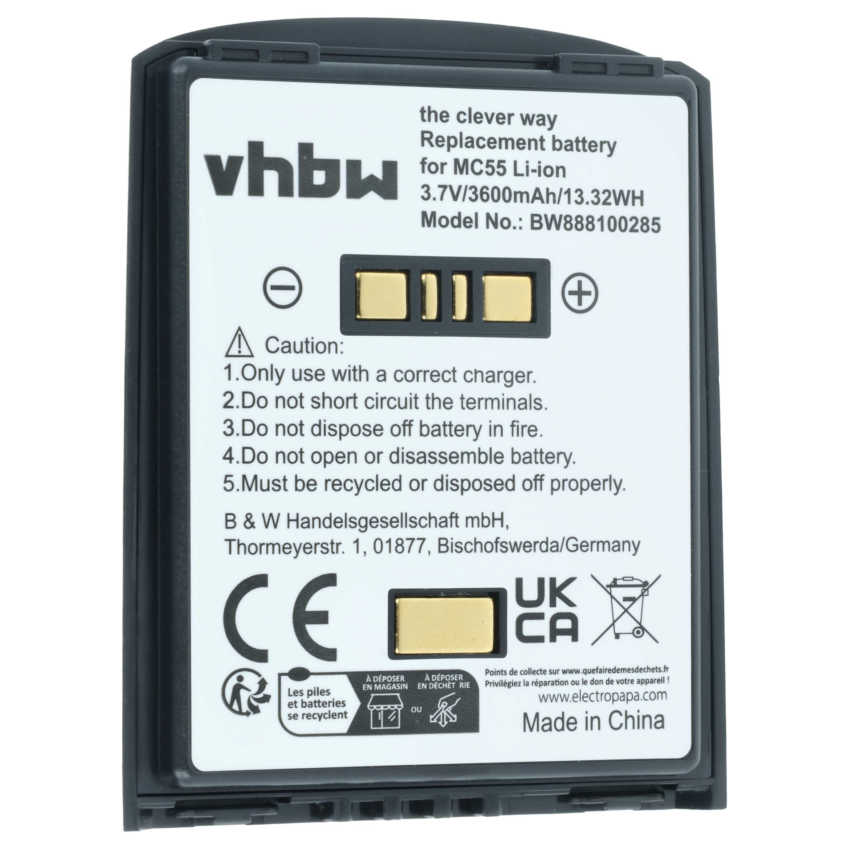 Batterie (2 pcs.) remplace Symbol BTRY-MC55EAB02, 82-111094-01 pour ordinateur mobile PDA Symbol - 3600mAh