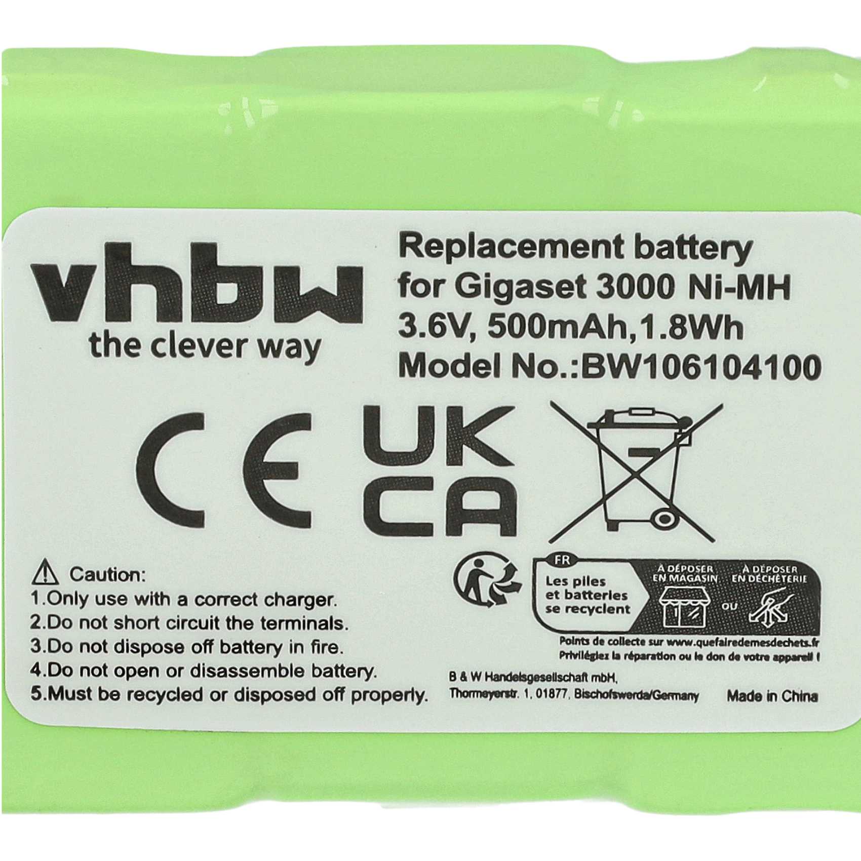 10x Batteries remplace Siemens T347, T325, NS3109, GPF6M3BMX, 3QNF3550 pour téléphone BTI - 500mAh 3,6V NiMH