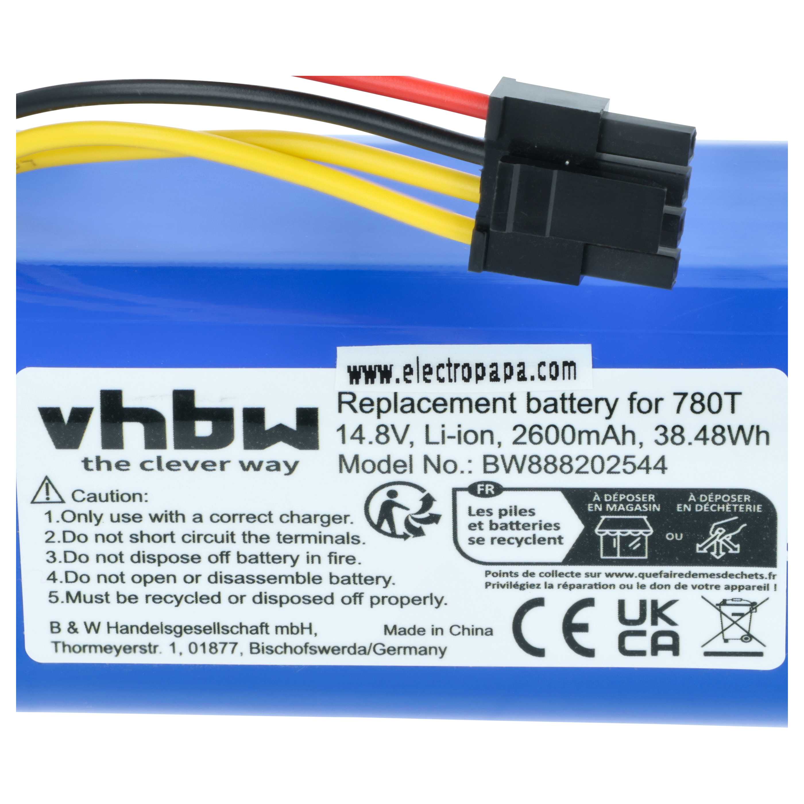 Battery replaces BLAUPUNKT 6.60.40.04-0, 6.60.40.05-0 for Blaupunkt etc. 2600mAh, 14.8V, Li-Ion