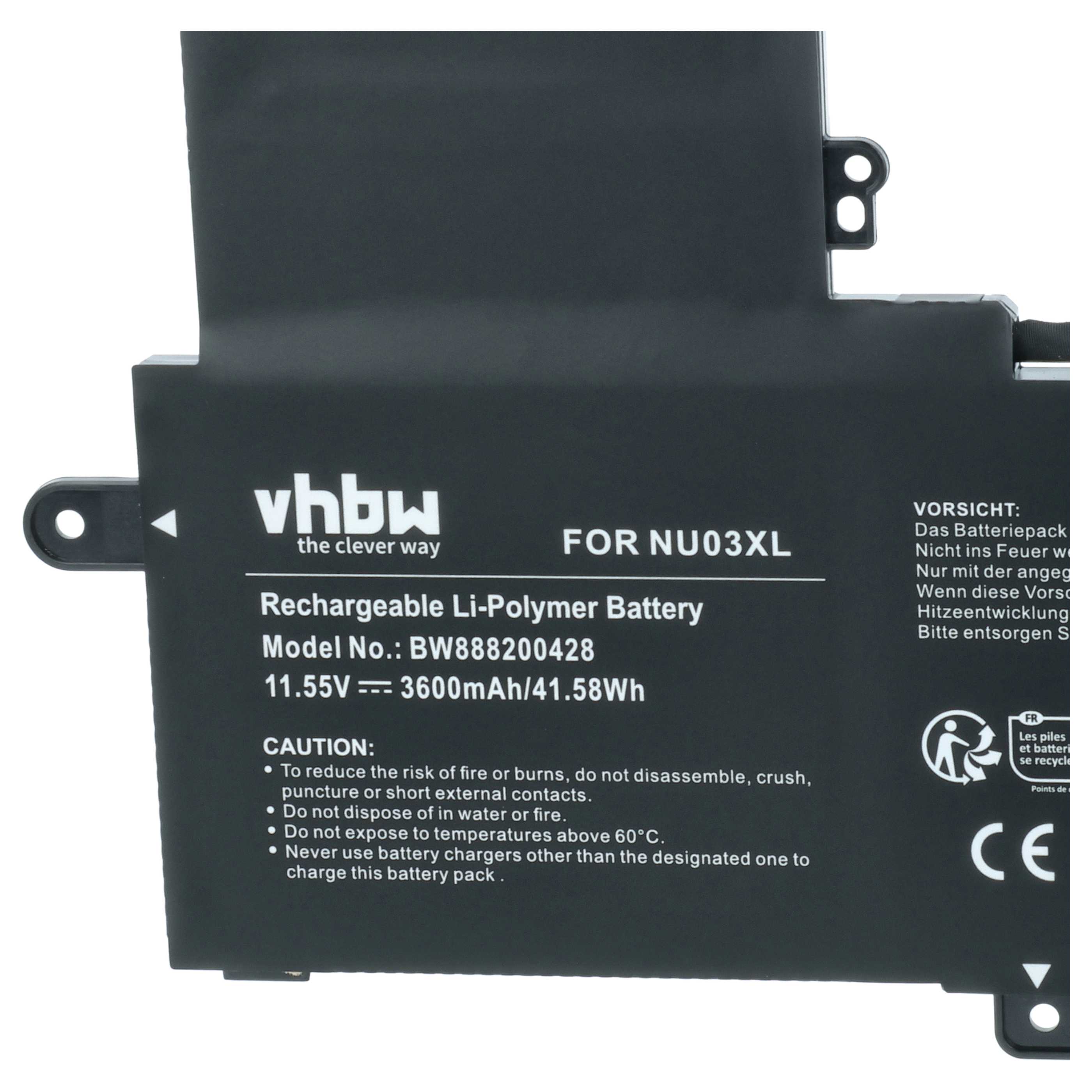 Akumulator do laptopa zamiennik HP 843536-541, 844201-850, 844201-855 - 3600 mAh 11,55 V Li-Ion, czarny