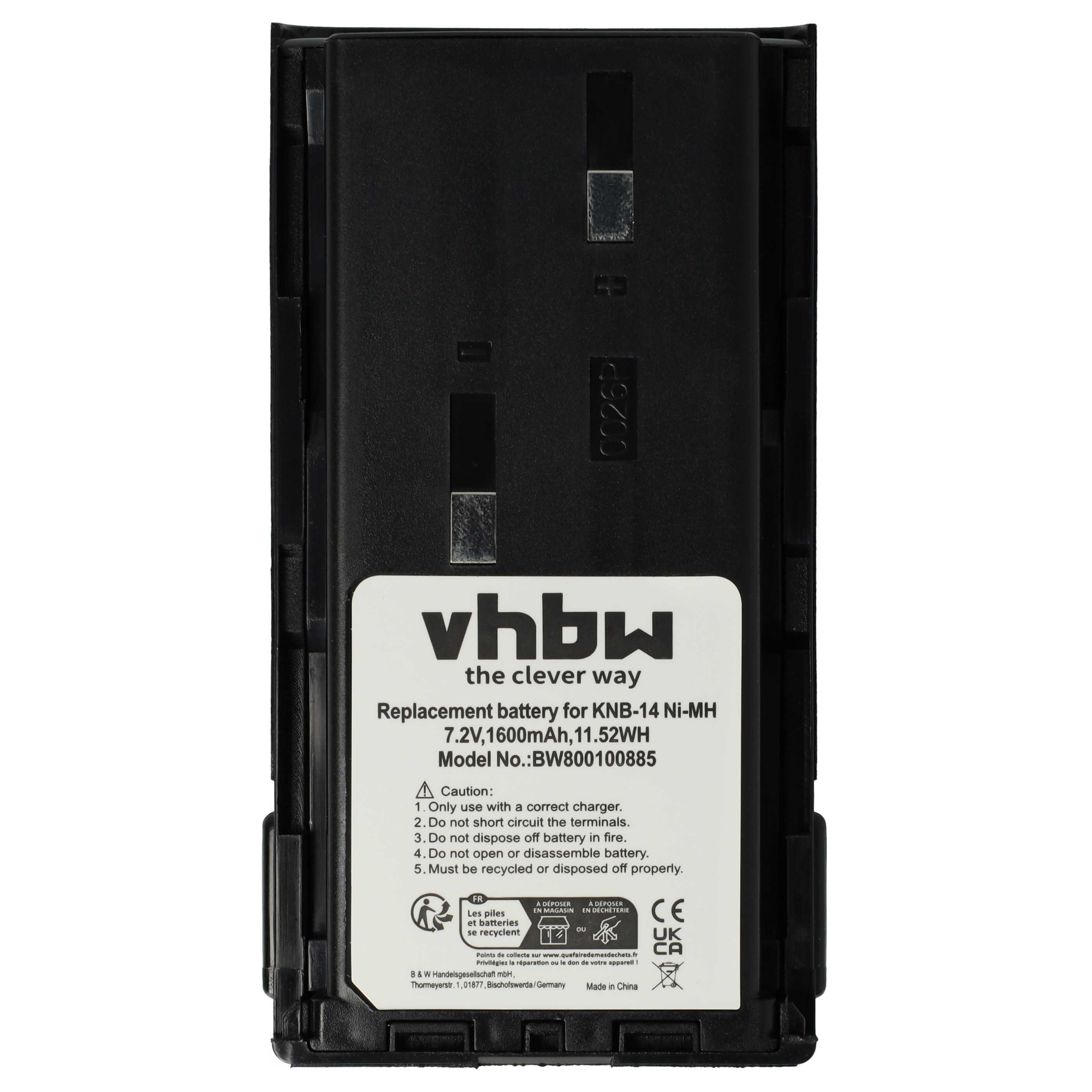 Radio 2x Battery replaces Bidatong BD-15-L - 1600 mAh 7.2 V NiMH