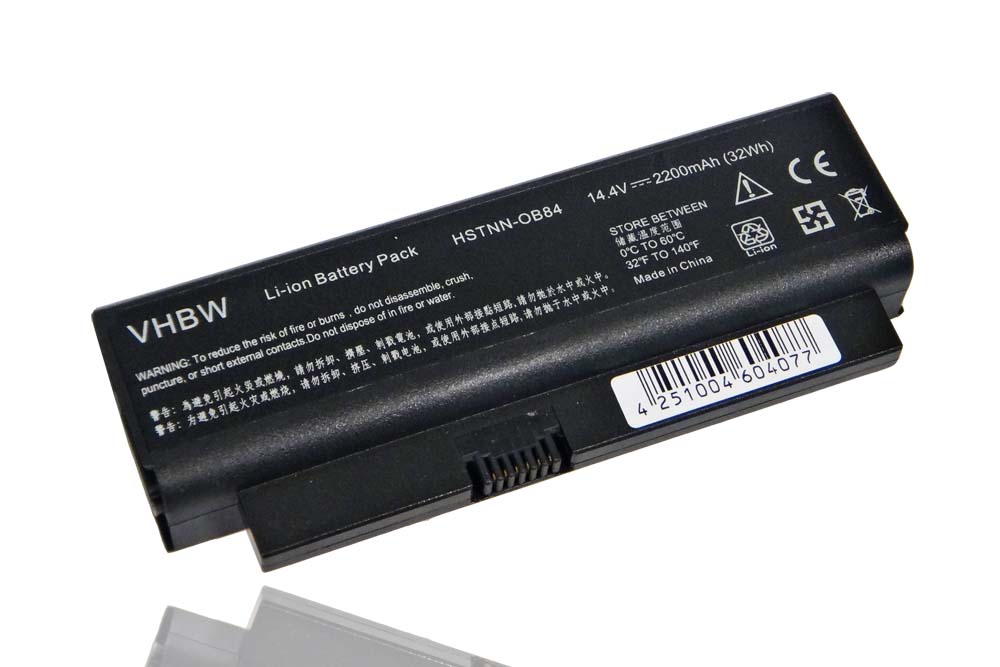 Notebook Battery Replacement for HP 482372-322, 482372-361, 493202-001 - 2200mAh 14.4V Li-Ion, black