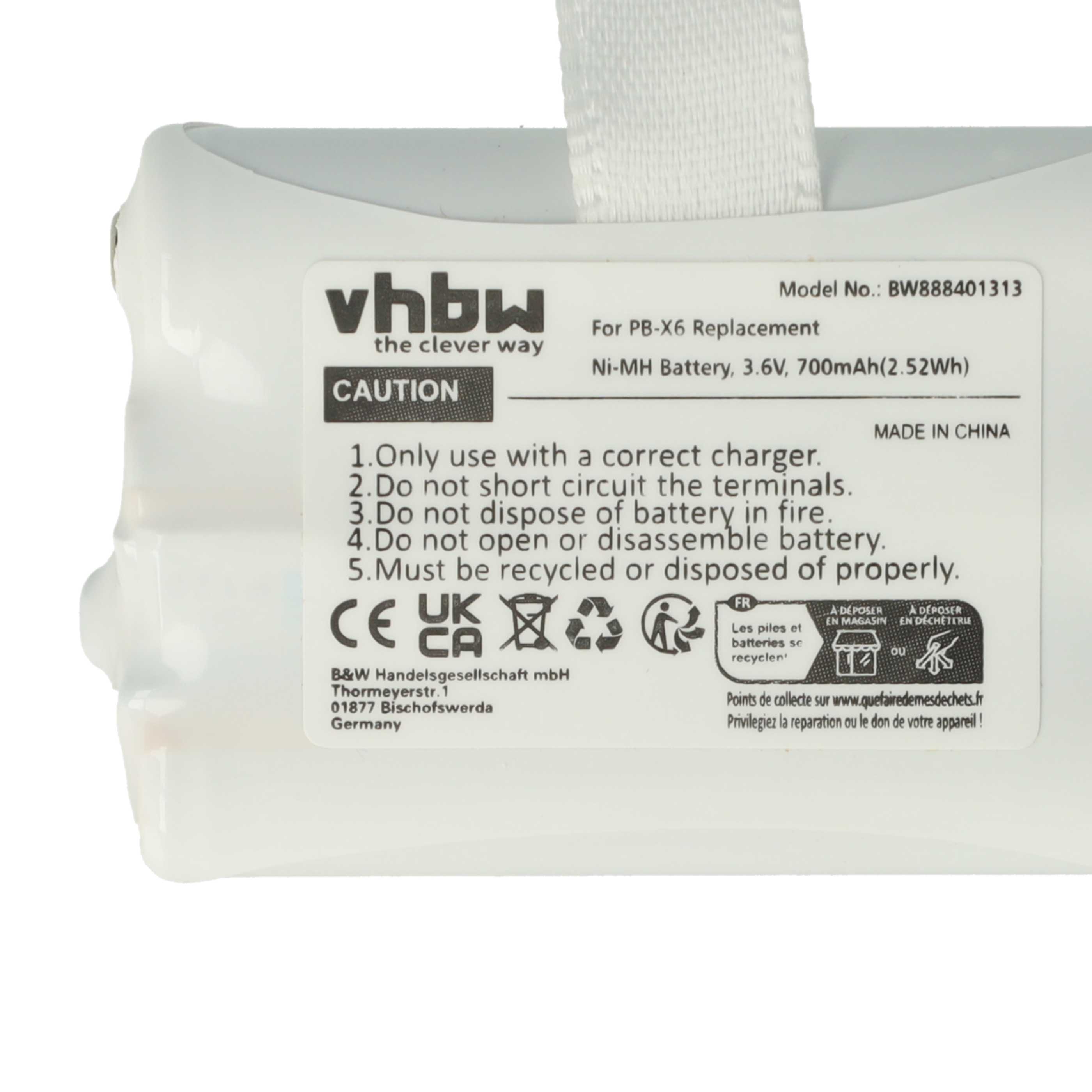 Radio 2x Battery replaces Midland PB-X6 - 700 mAh 3.6 V NiMH
