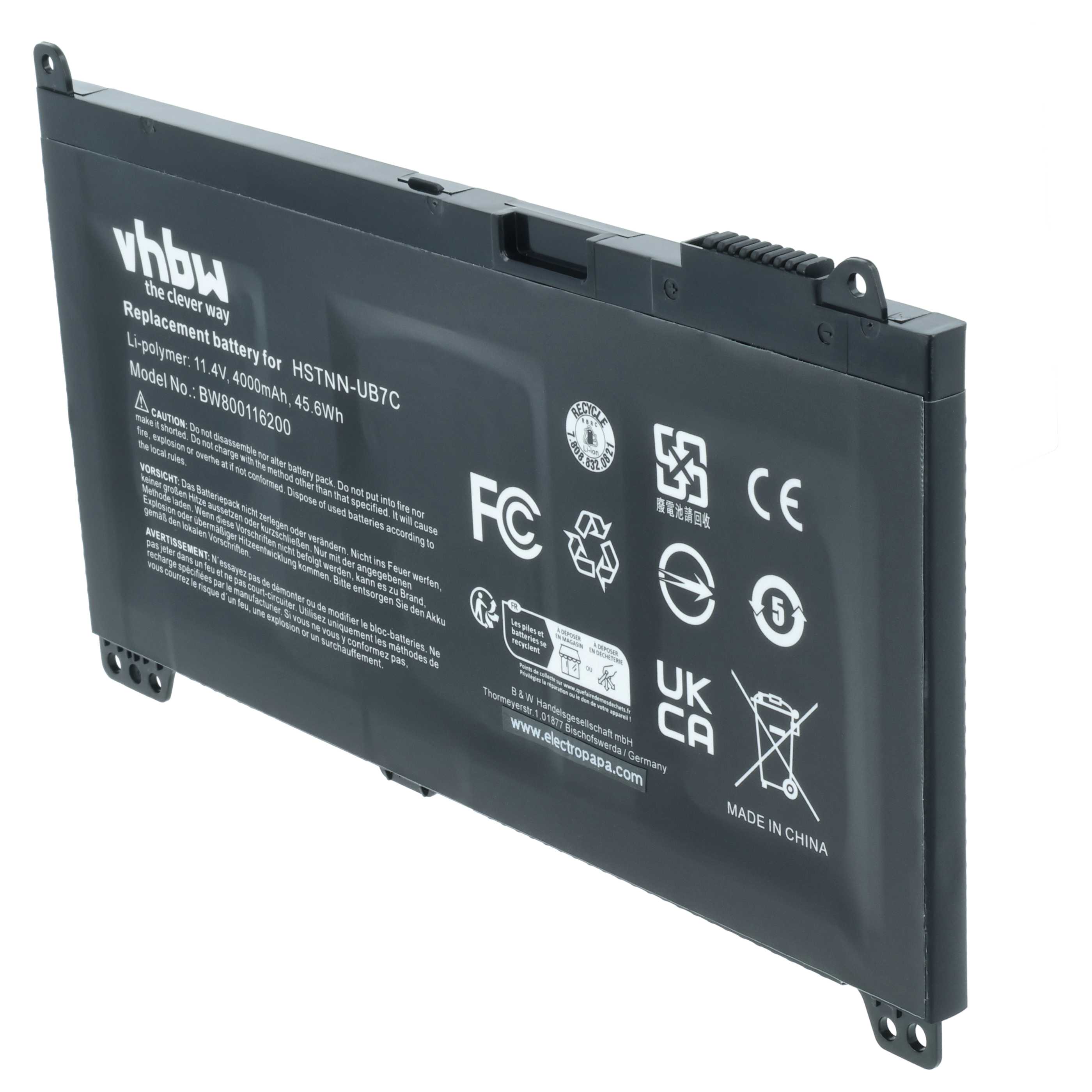 Batteria sostituisce HP 2TT75UT, 2UA28UT, 2TT74UT, 851477-421 per notebook - 4000mAh 11,4V Li-Poly nero