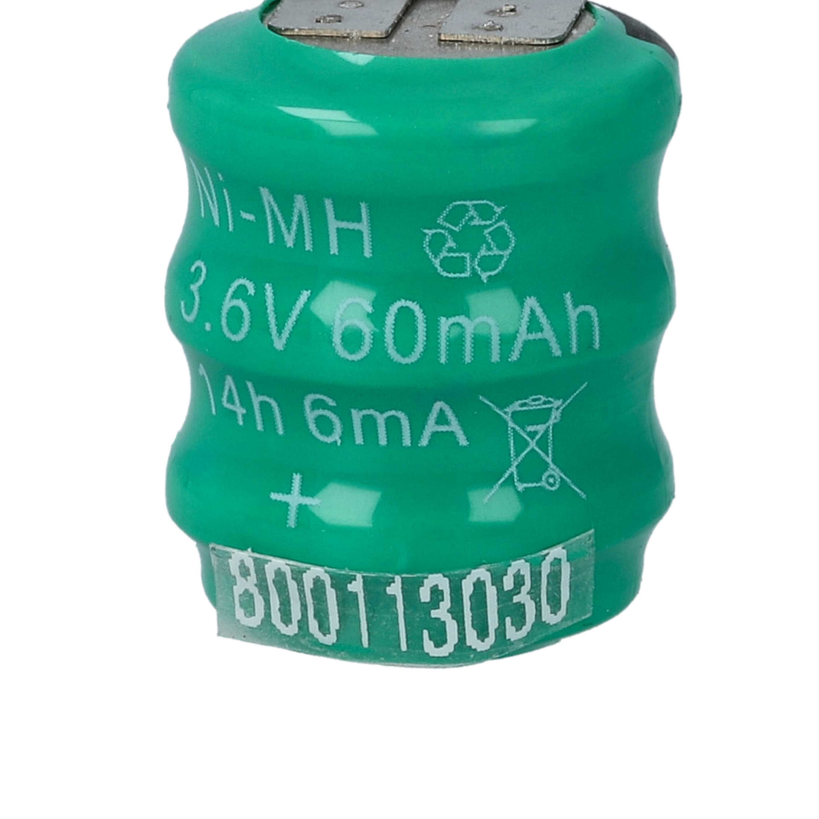 100x Button Cell Battery Type 3/V80H 3 Pins for Model Building Solar Lamps etc. - 80 mAh 3.6 V NiMH