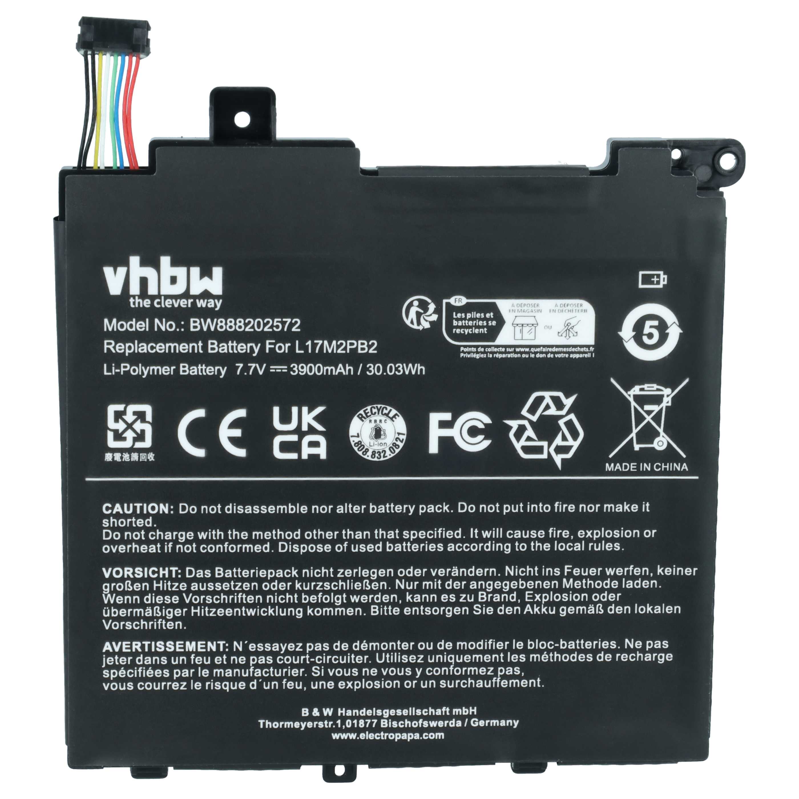 Akumulator do laptopa zamiennik Lenovo 5B10P53997, 5B10P54001, 5B10P54006, 5B10W67379 - 3900 mAh 7,7 V LiPo