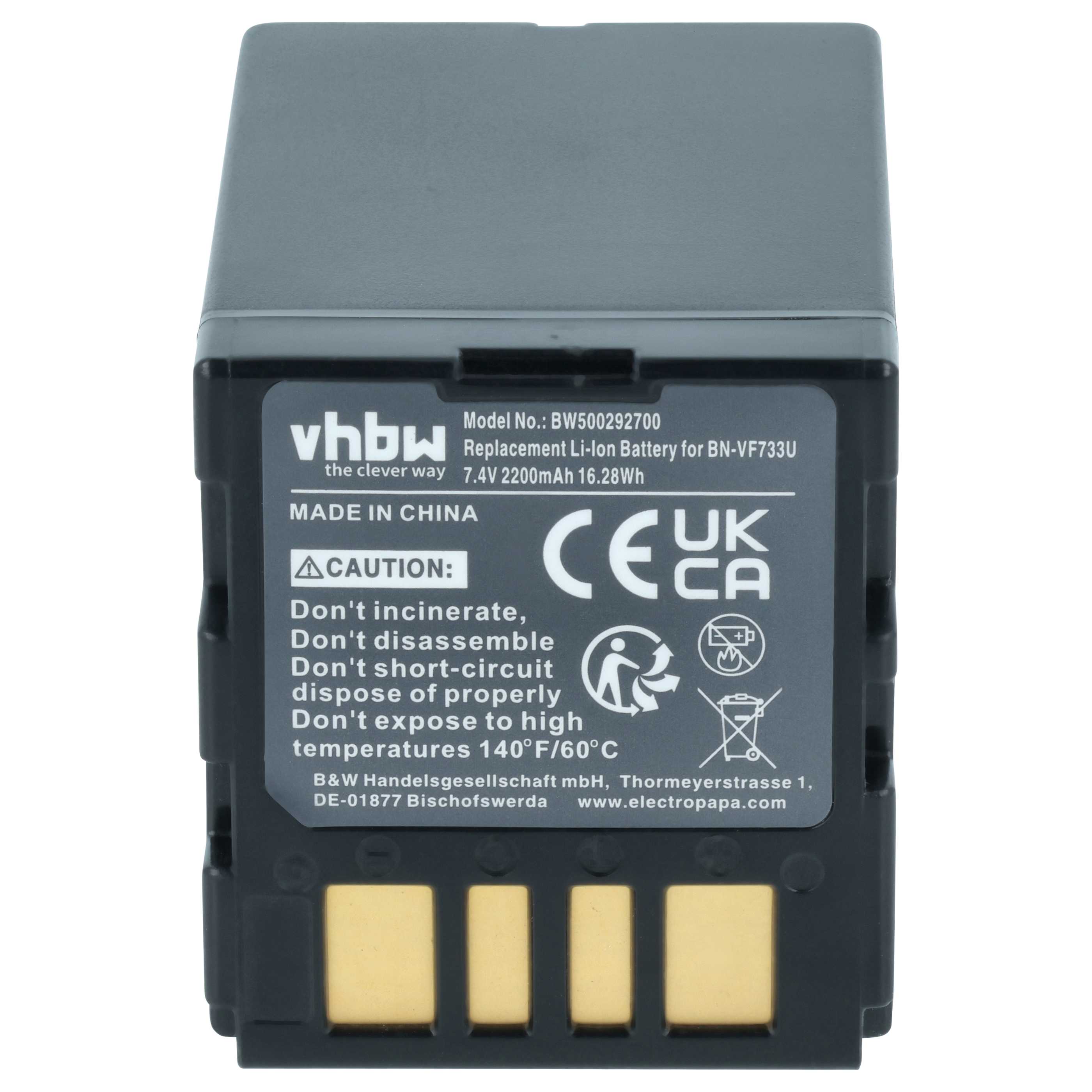 Videocamera 2x Battery replaces JVC BN-VF714, BN-VF707US, BN-VF707, BN-VF707U - 2200 mAh 7.4 V Li-Ion