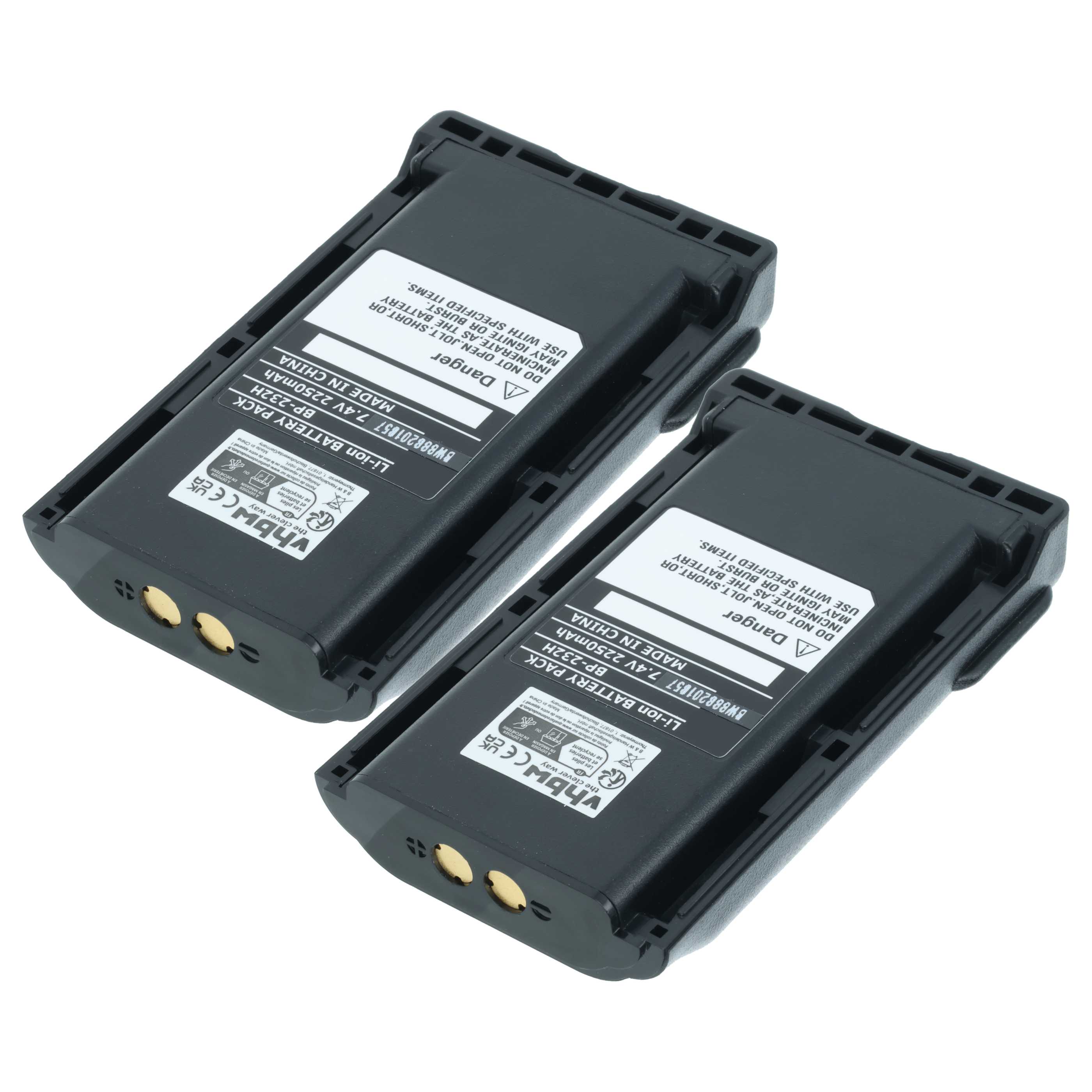Radio 2x Battery replaces Icom BJ-2000, BP-232, BP-231, BP-231N, BP-230, BP-230N - 2250 mAh 7.2 V Li-Ion