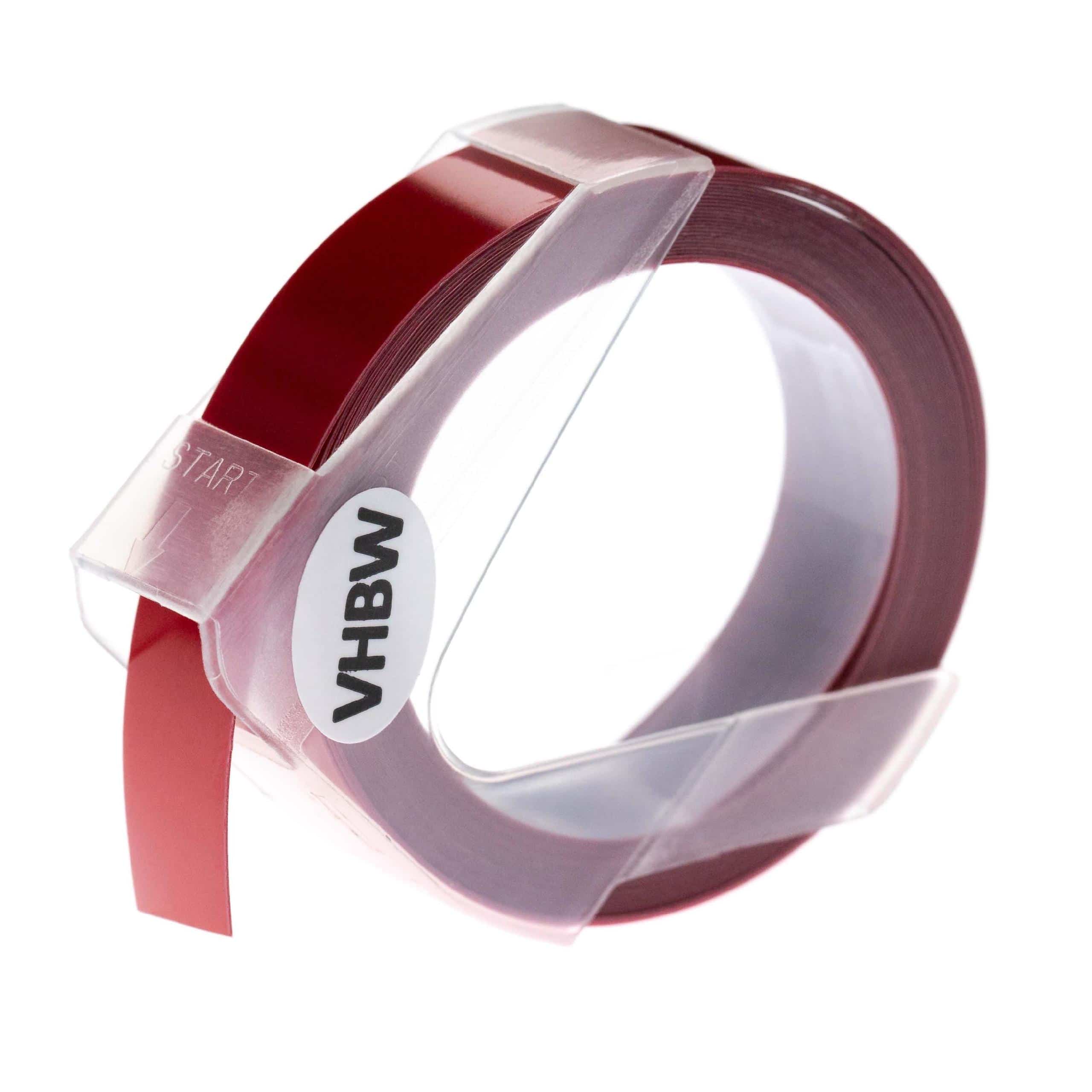 Cassette à ruban, gaufrage relief remplace Dymo 0898152 - 12mm lettrage Blanc ruban Rouge