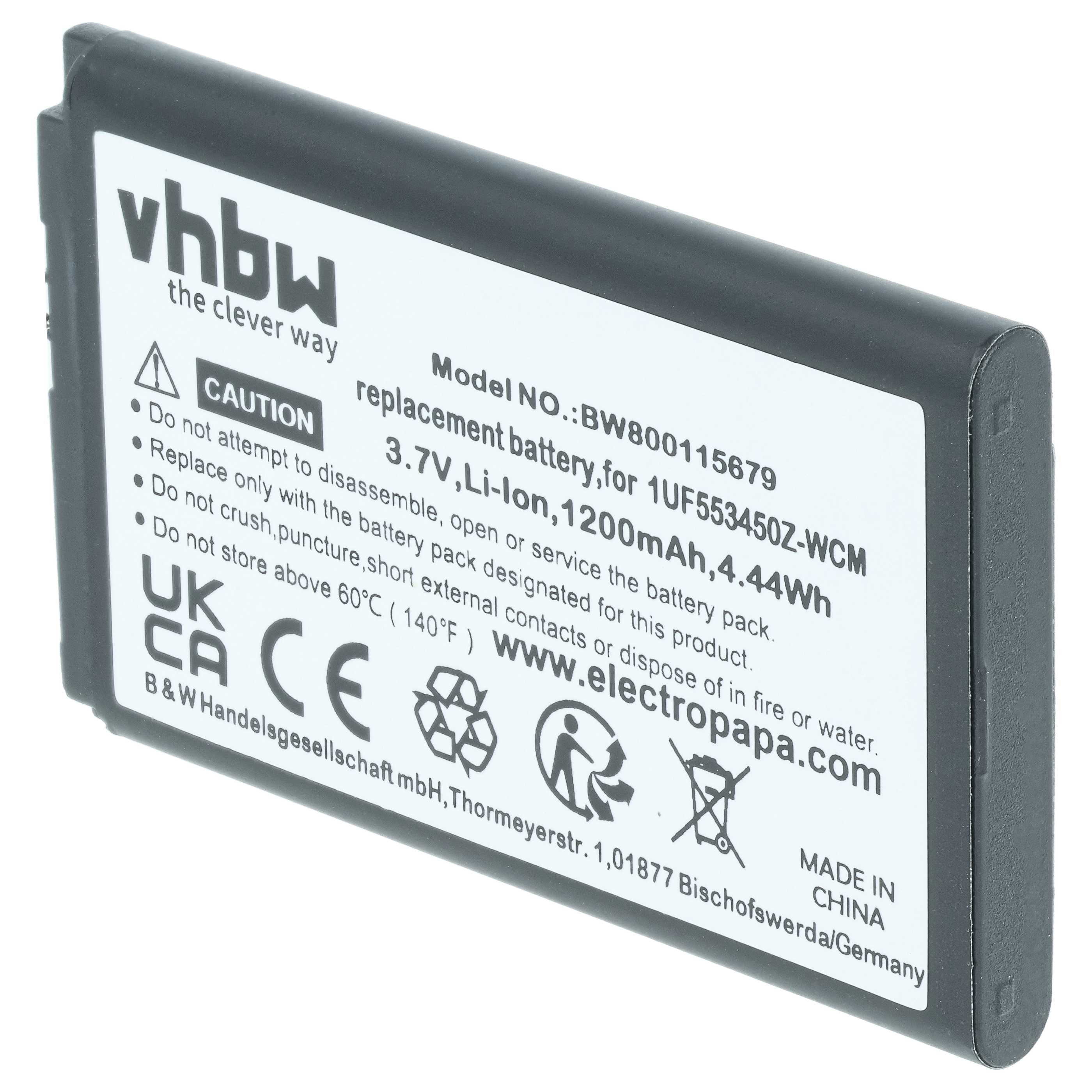 Batería reemplaza 1UF553450Z-WCM, B056P036-1004, ACK-40403 para tablet, Pad (1200 mAh, 3,7 V, Li-Ion)