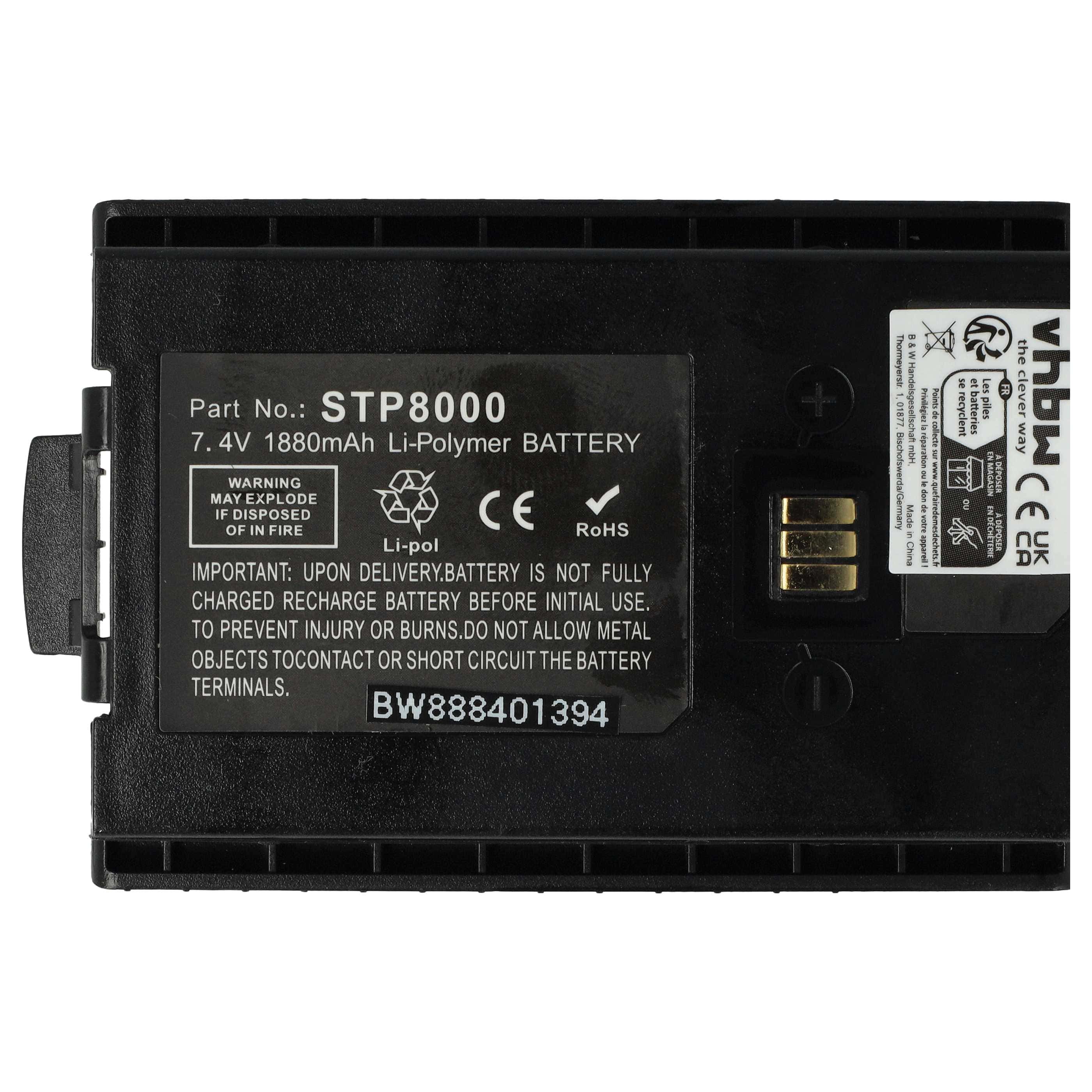 Radio Battery replaces Sepura 300-01174, 300-00635, 300-00631, 300-00634 - 1880 mAh 7.4 V Li-polymer