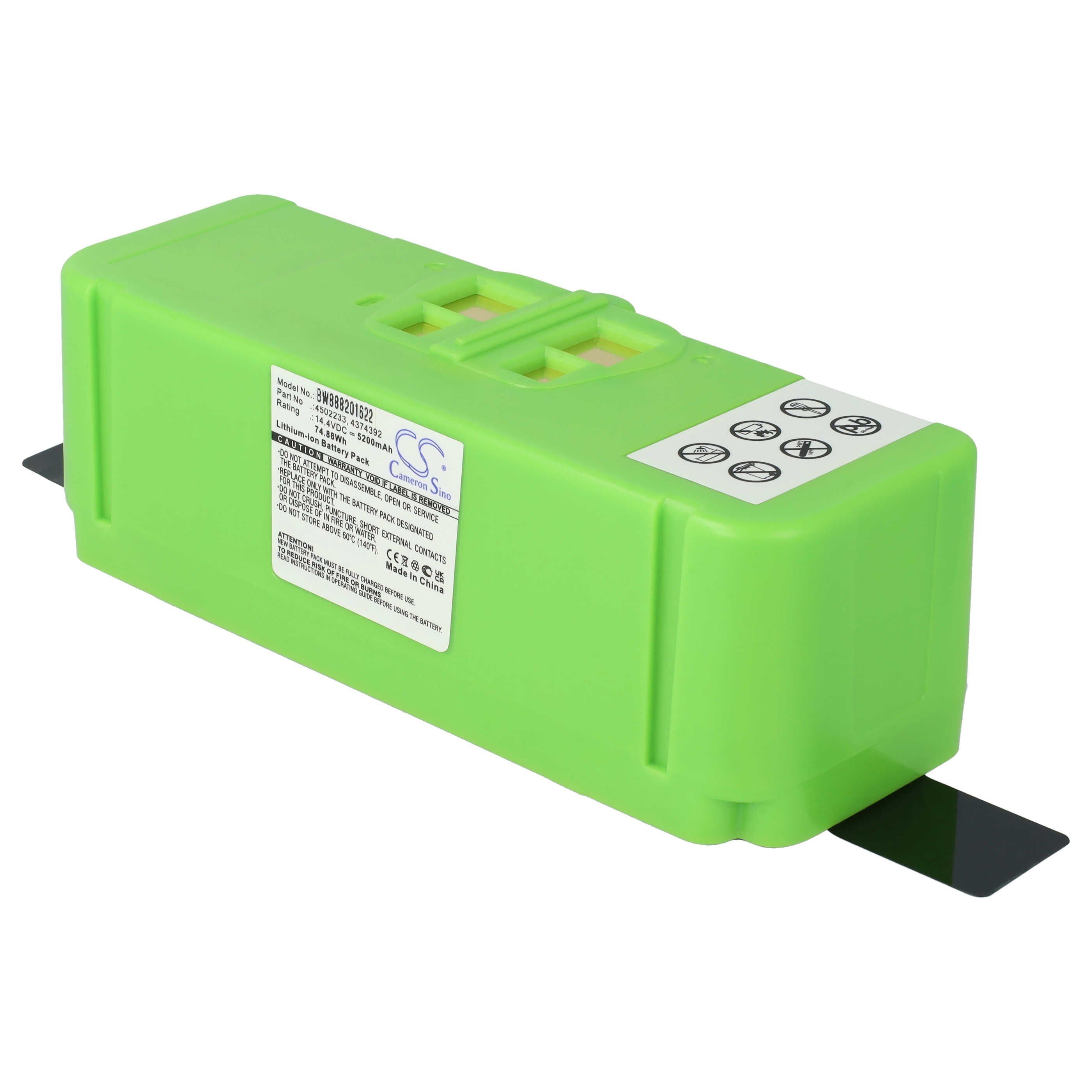 Batterie remplace iRobot 4374392, 4462425, 4376392, 2130LI pour robot aspirateur - 5200mAh 14,4V Li-ion