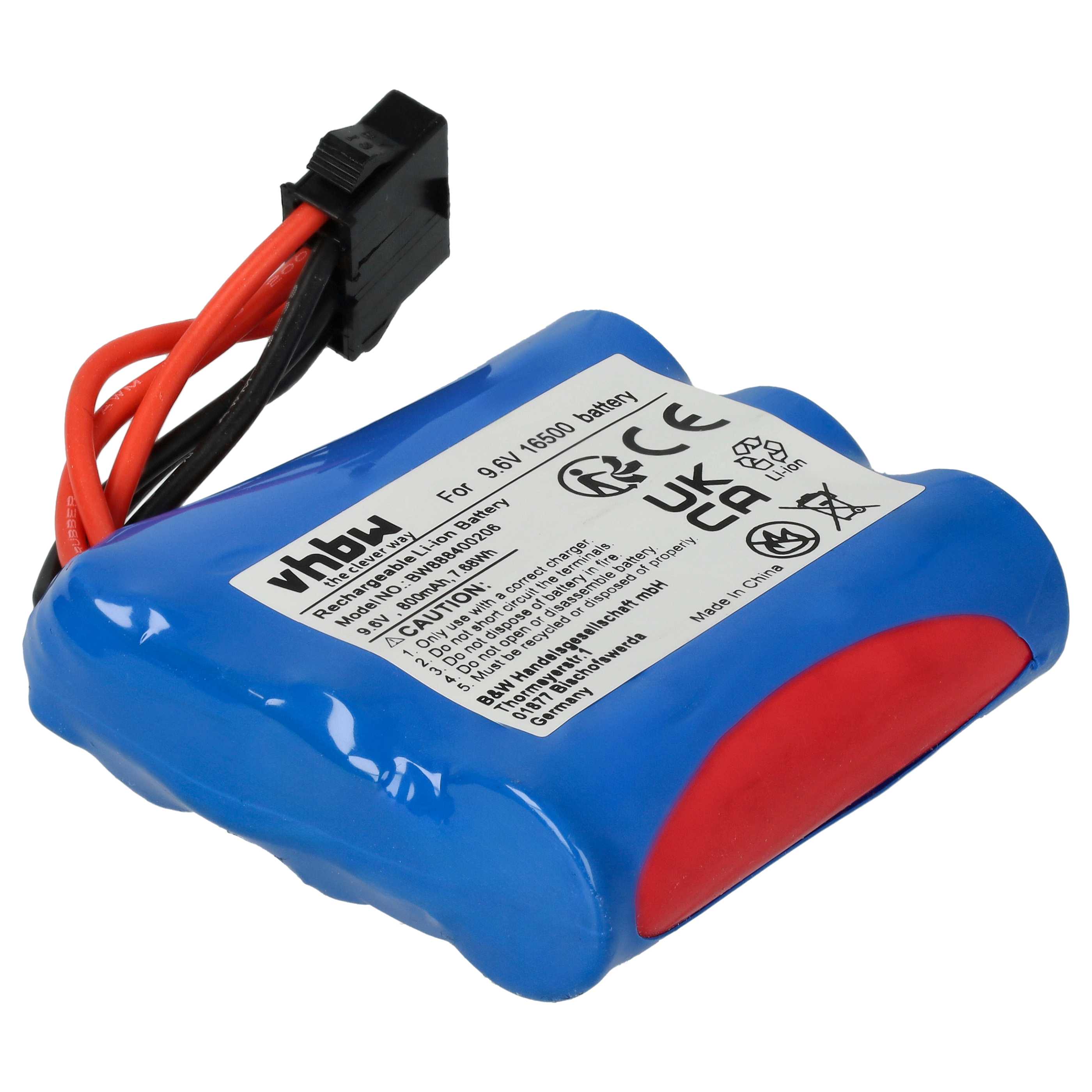 Batterie remplace GPToys 16500-3S1P modèle radio-télécommandé - 800mAh 9,6V Li-ion, SM-6P