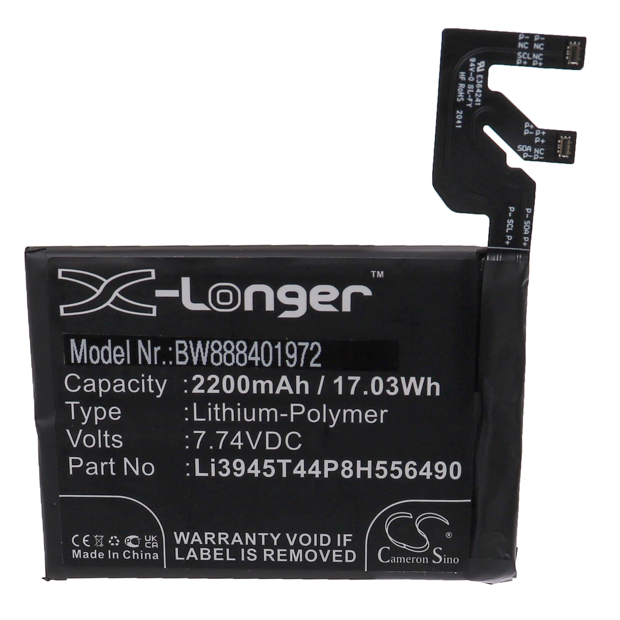 Batterie remplace ZTE Li3945T44P8H556490 pour téléphone portable - 2200mAh, 7,74V, Li-polymère