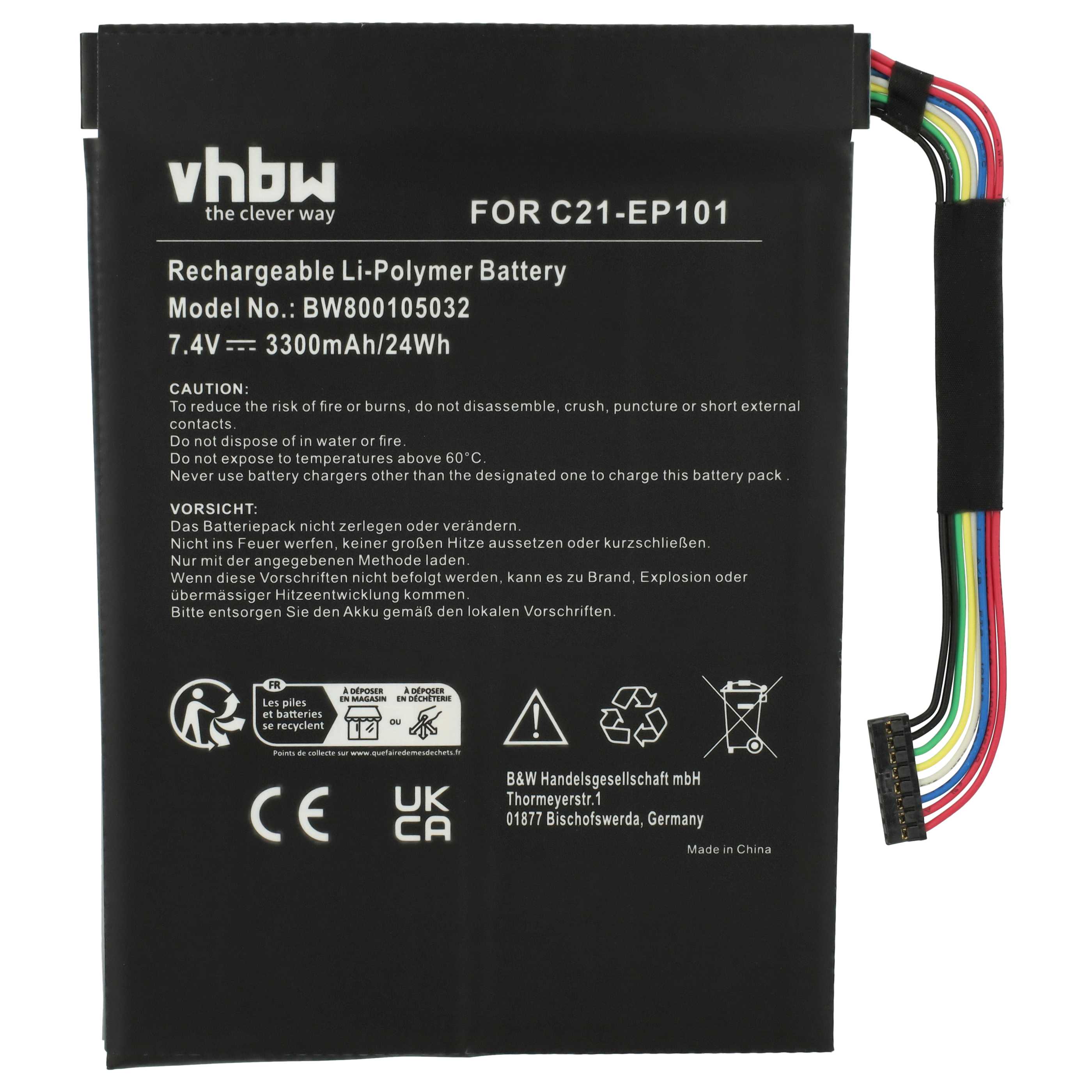 Akumulator do laptopa zamiennik Asus C21-EP101, C21EP101 - 3300 mAh 7,4 V LiPo, czarny