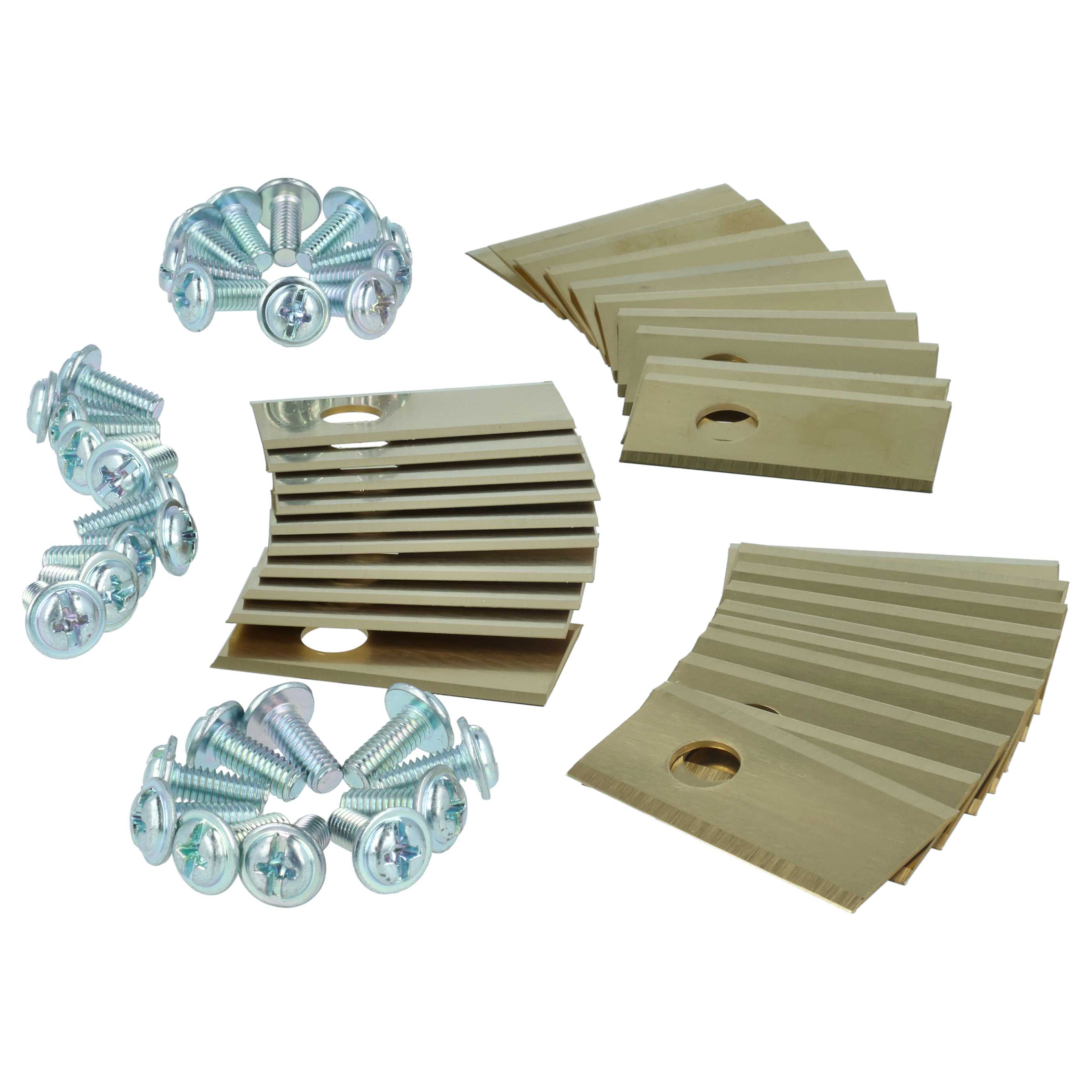 30x Lames pour tondeuse Philips, Scheppach, Worx, Landxcape – Couteaux apatite de titane, Silber Gold